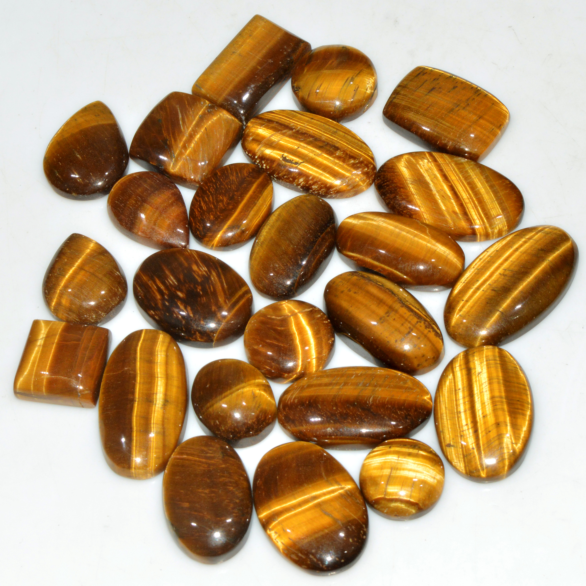 24 Pcs 427 Cts Natural Tiger Eye Cabochon Jewelry Making Gemstone Lot 29x15 13x13mm 18344