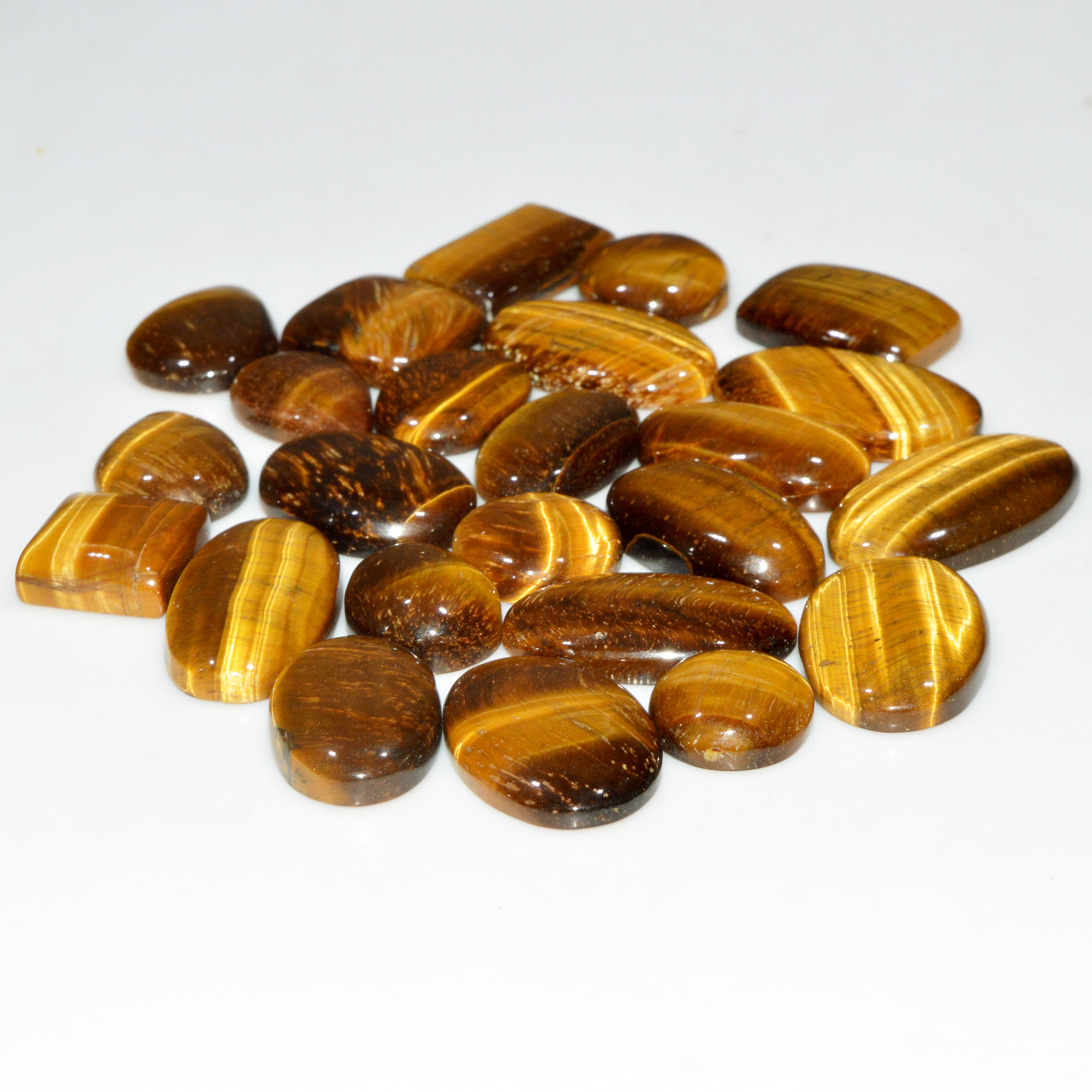 24 Pcs 427 Cts Natural Tiger Eye Cabochon Jewelry Making Gemstone Lot 29x15 13x13mm 18344