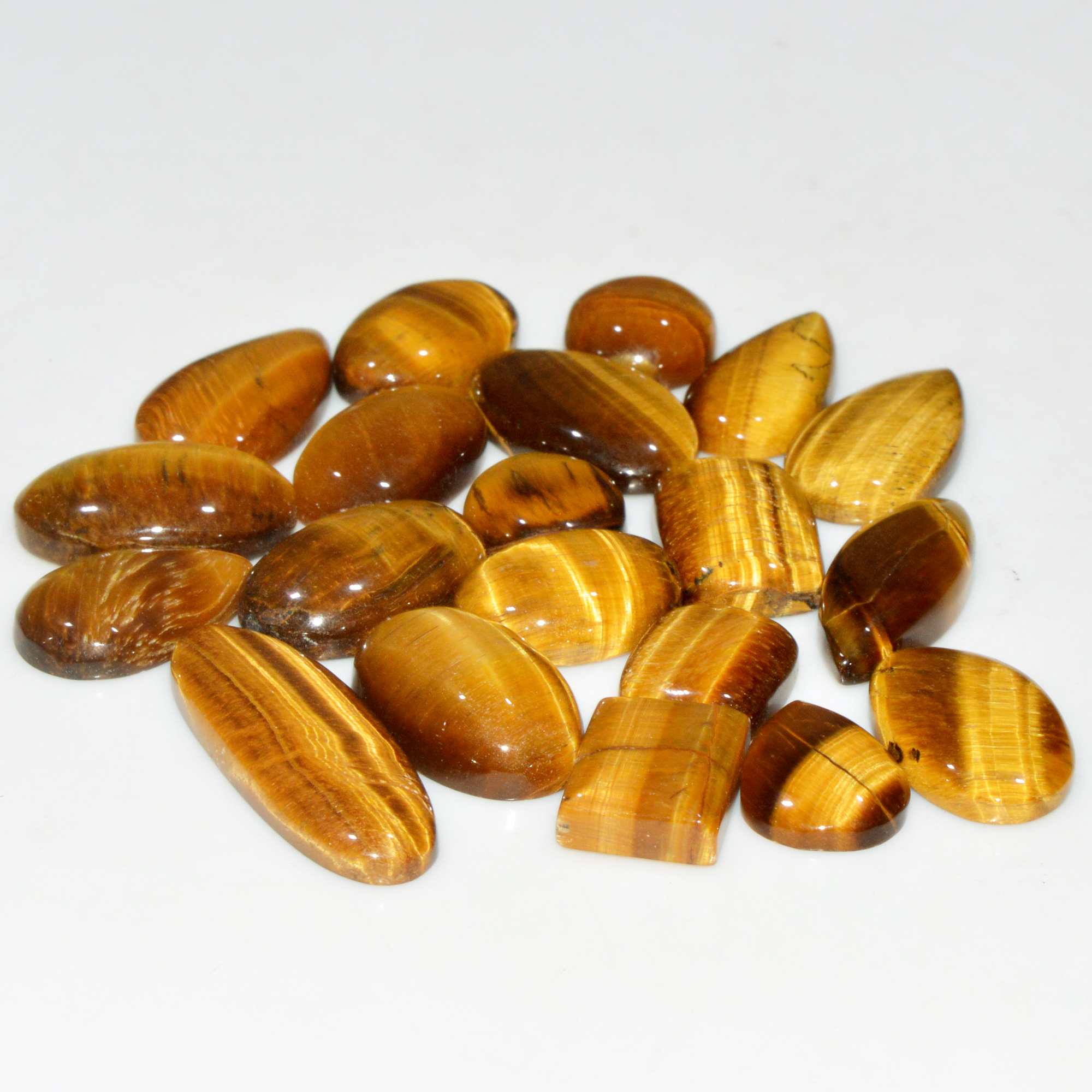 20 Pcs 248 Cts Natural Tiger Eye Cabochon Jewelry Making Gemstone Lot 33x10 11x11mm 18345