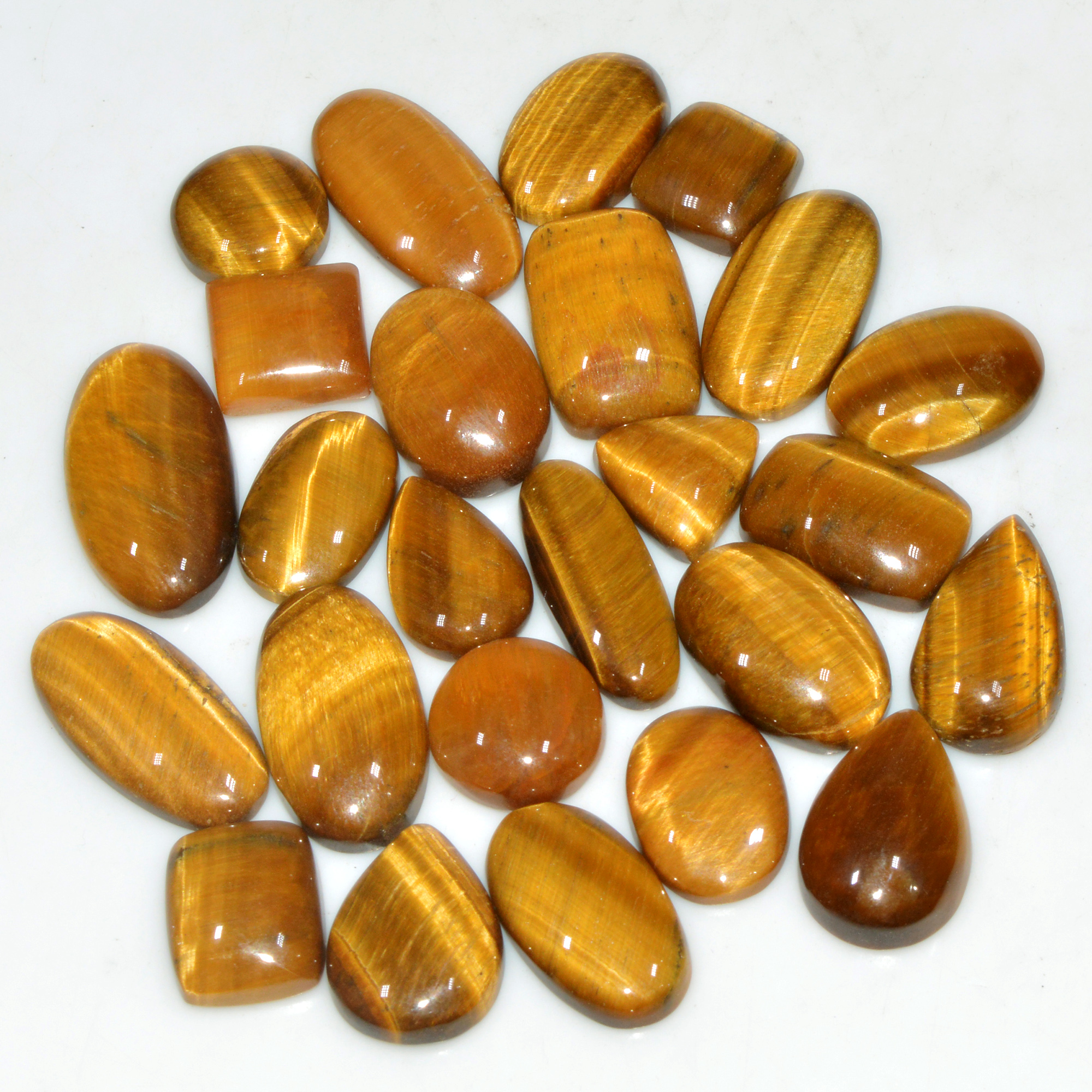 25 Pcs 267 Cts Natural Tiger Eye Cabochon Jewelry Making Gemstone Lot 24x12 10x10mm 18346