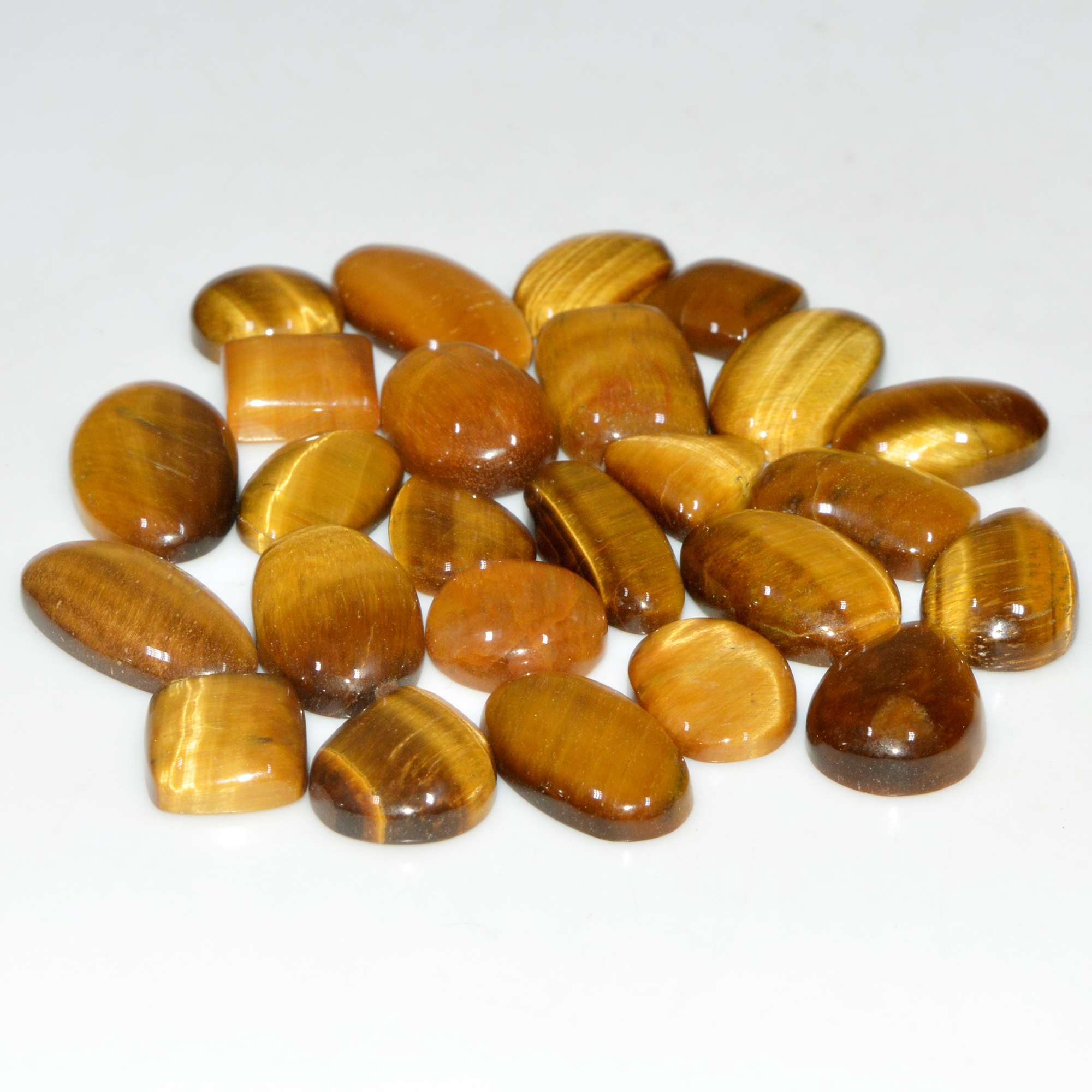 25 Pcs 267 Cts Natural Tiger Eye Cabochon Jewelry Making Gemstone Lot 24x12 10x10mm 18346