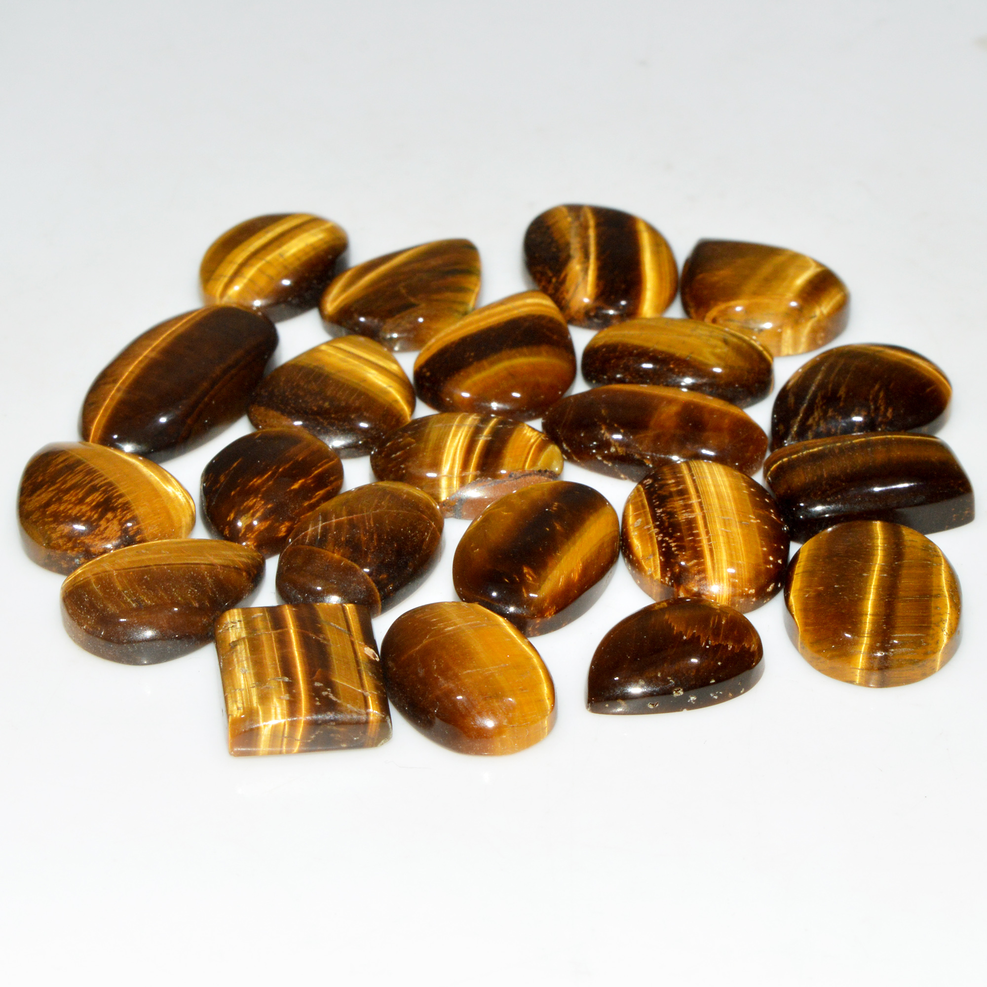 22 Pcs 385 Cts Natural Tiger Eye Cabochon Jewelry Making Gemstone Lot 30x14 18x13mm 18347