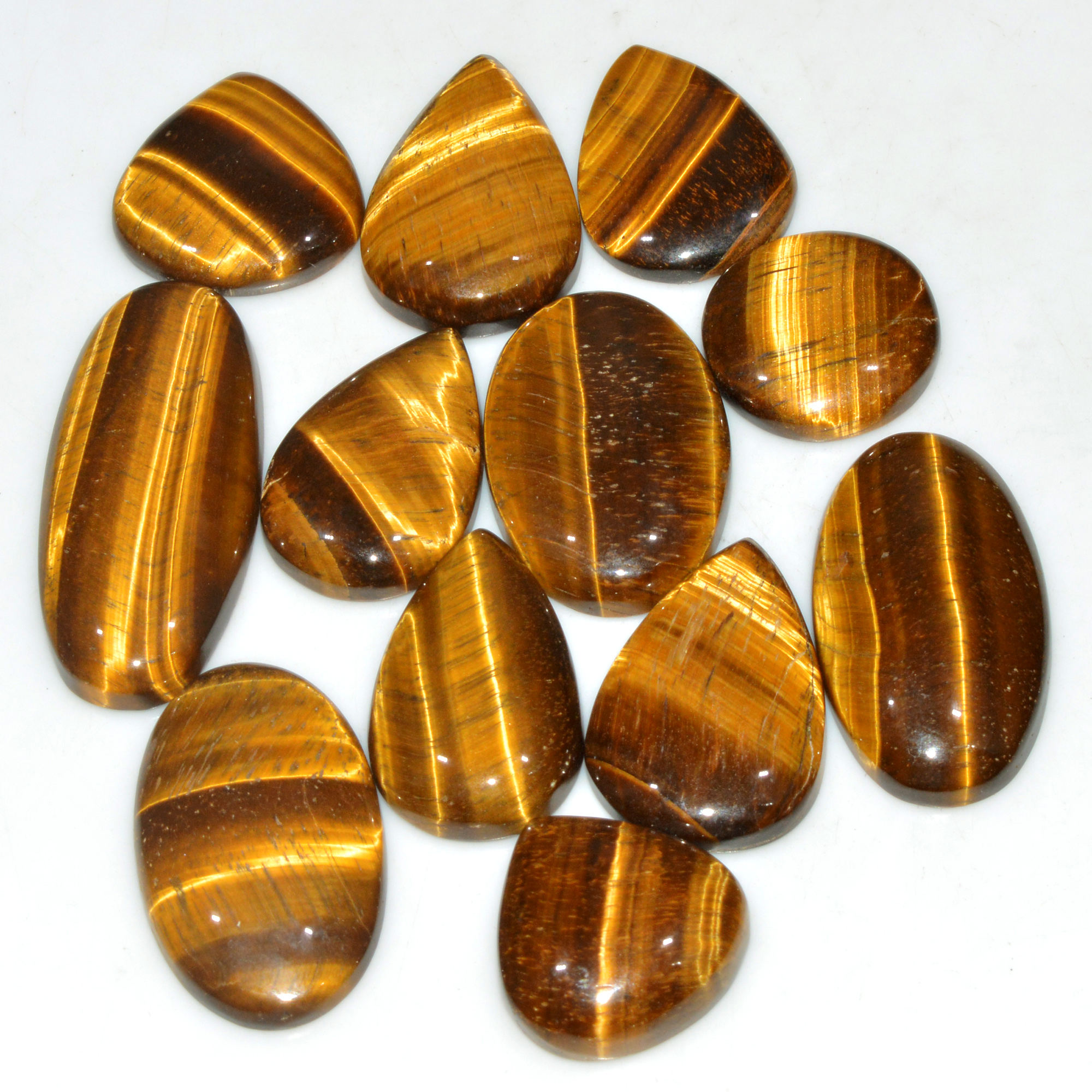 12 Pcs 336 Cts Natural Tiger Eye Cabochon Jewelry Making Gemstone Lot 40x16 19x19mm 18348