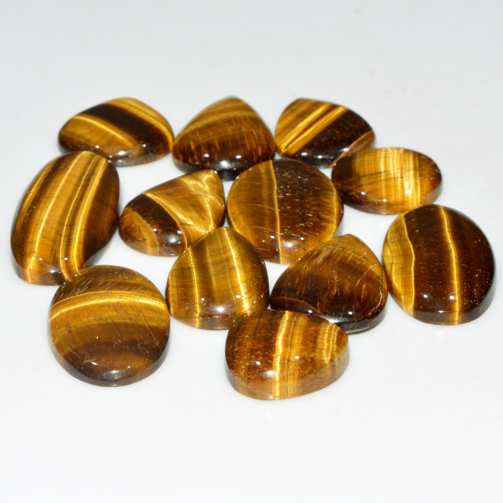 12 Pcs 336 Cts Natural Tiger Eye Cabochon Jewelry Making Gemstone Lot 40x16 19x19mm 18348
