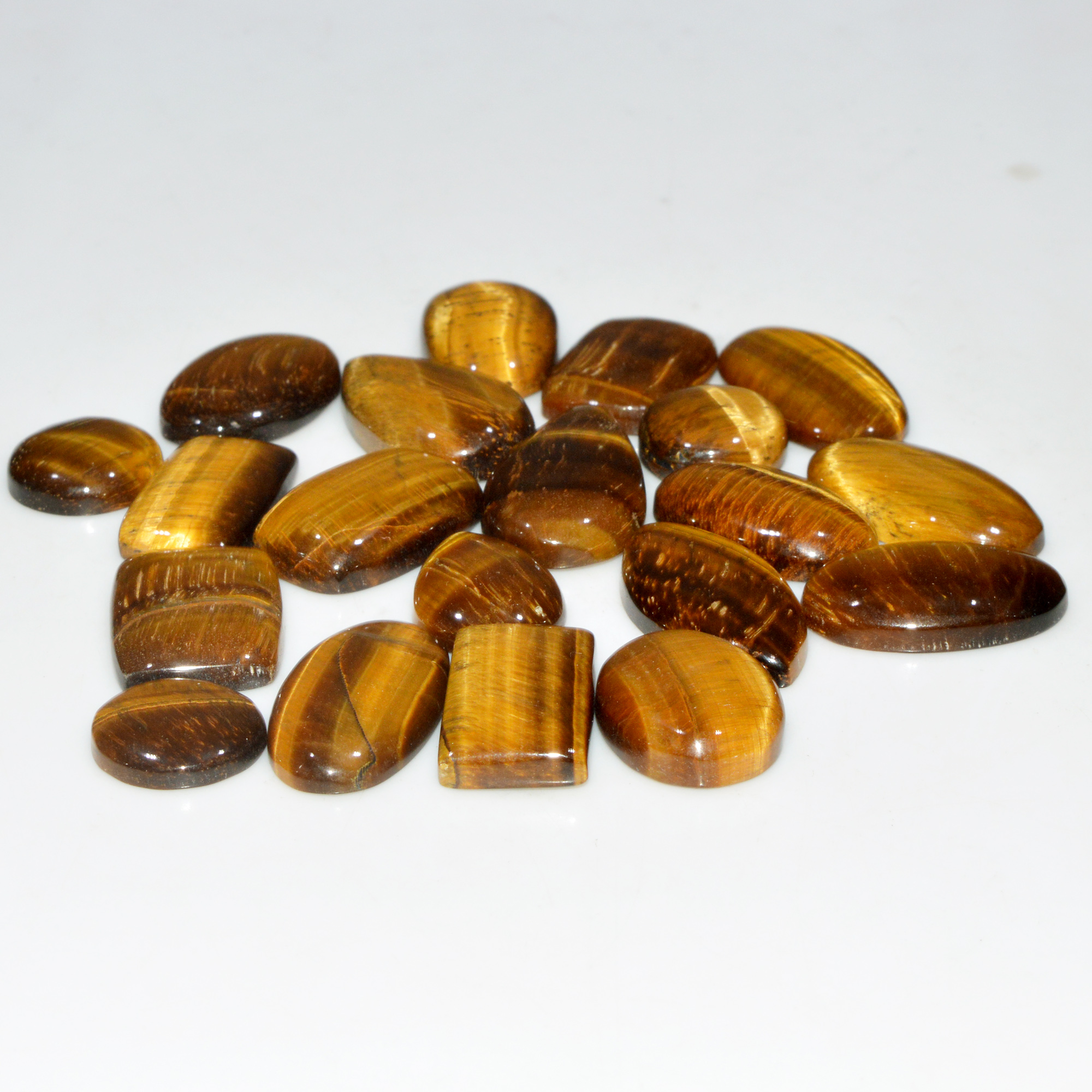20 Pcs 385 Cts Natural Tiger Eye Cabochon Jewelry Making Gemstone Lot 30x14 14x14mm 18350