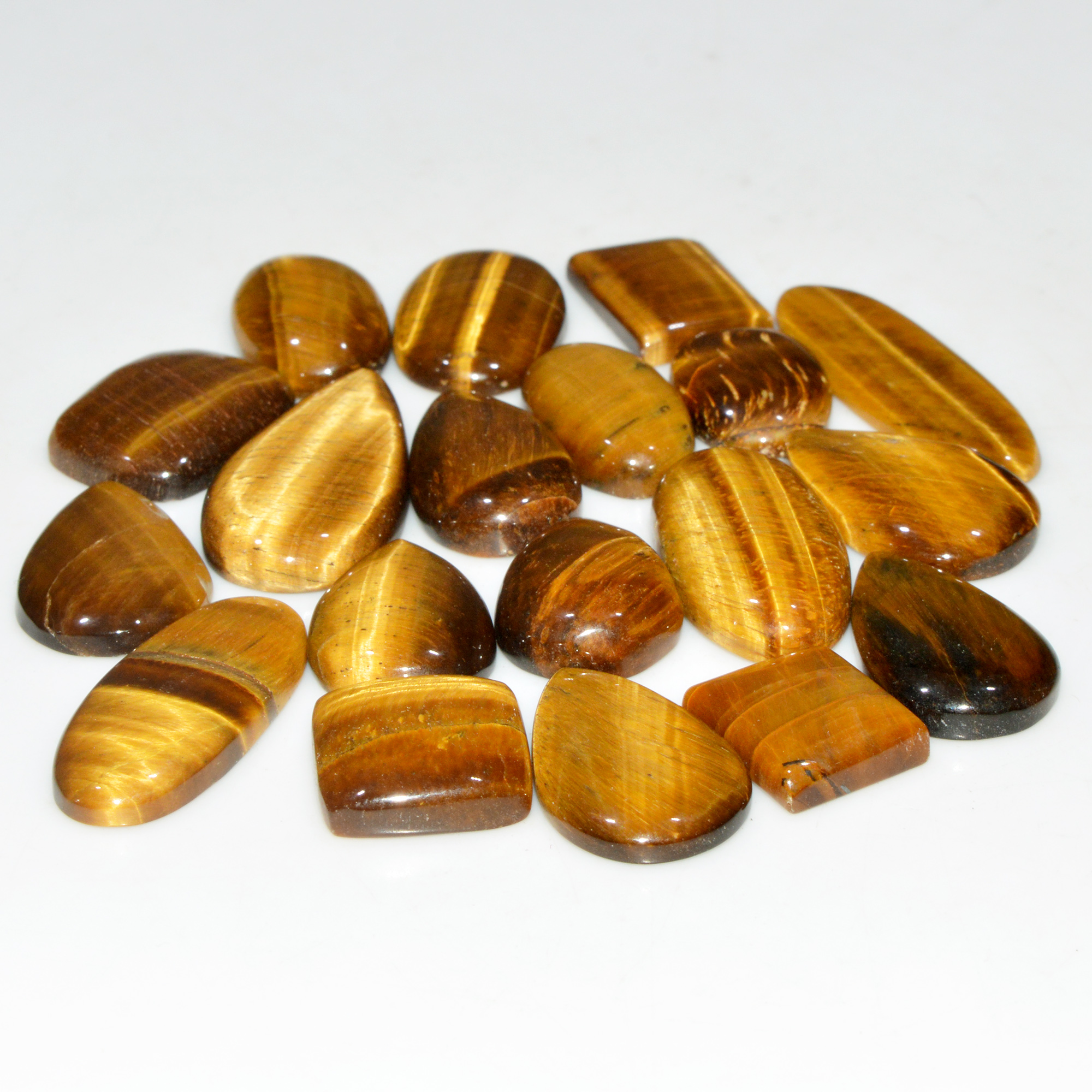 19 Pcs 323 Cts Natural Tiger Eye Cabochon Jewelry Making Gemstone Lot 36x10 14x12mm 18351