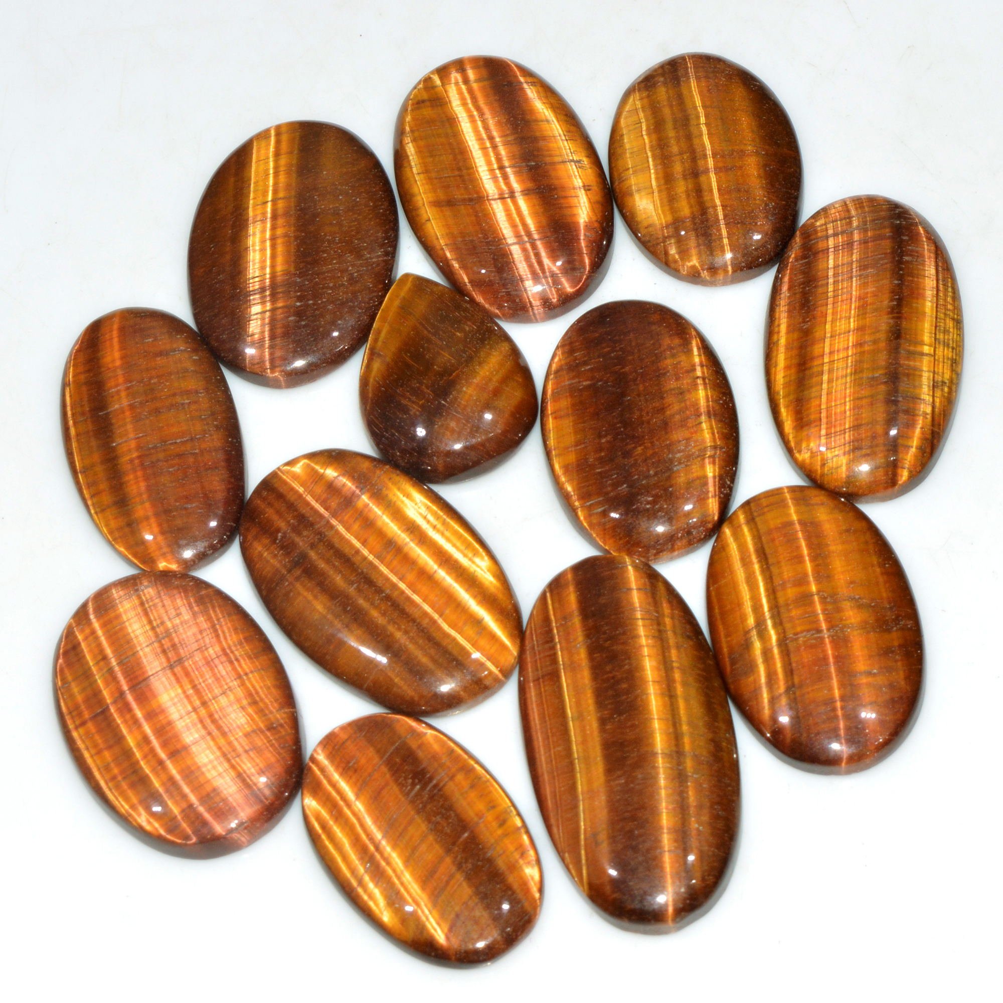 12 Pcs 372 Cts Natural Tiger Eye Cabochon Jewelry Making Gemstone Lot 40x19 24x15mm 18353