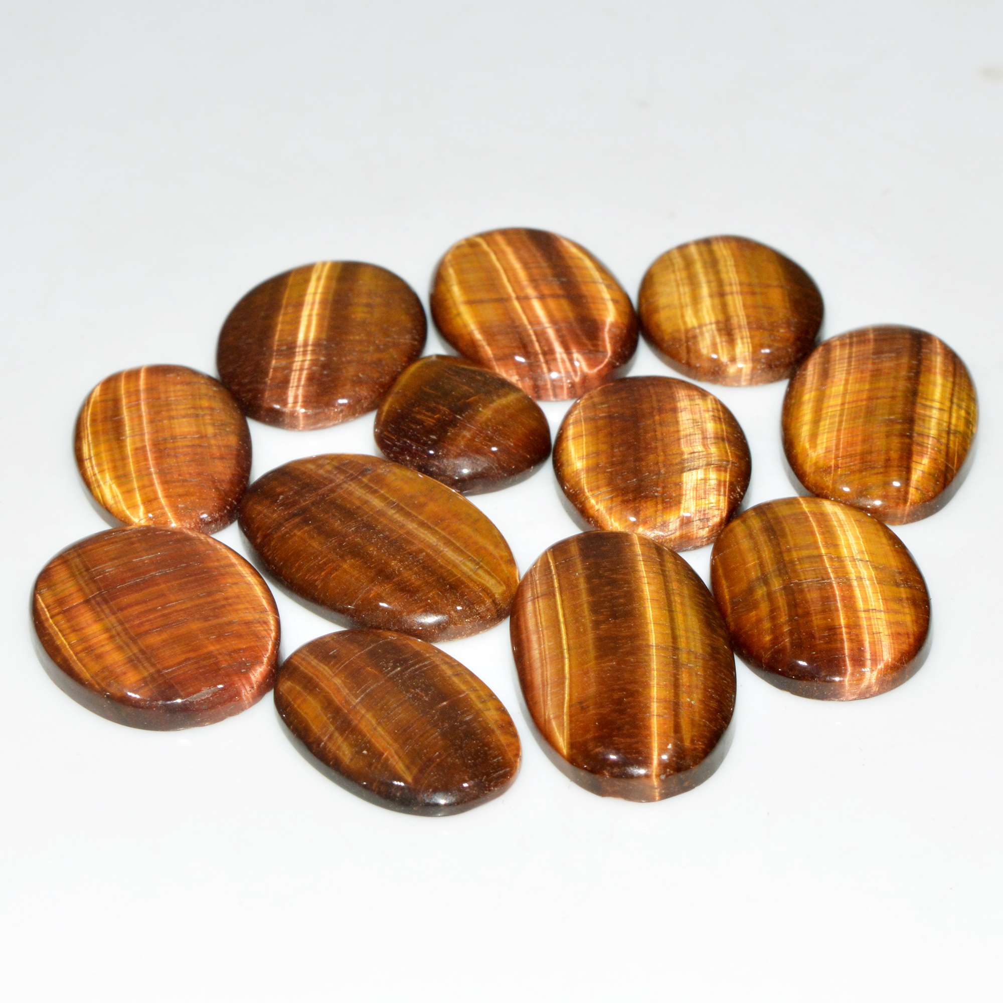 12 Pcs 372 Cts Natural Tiger Eye Cabochon Jewelry Making Gemstone Lot 40x19 24x15mm 18353