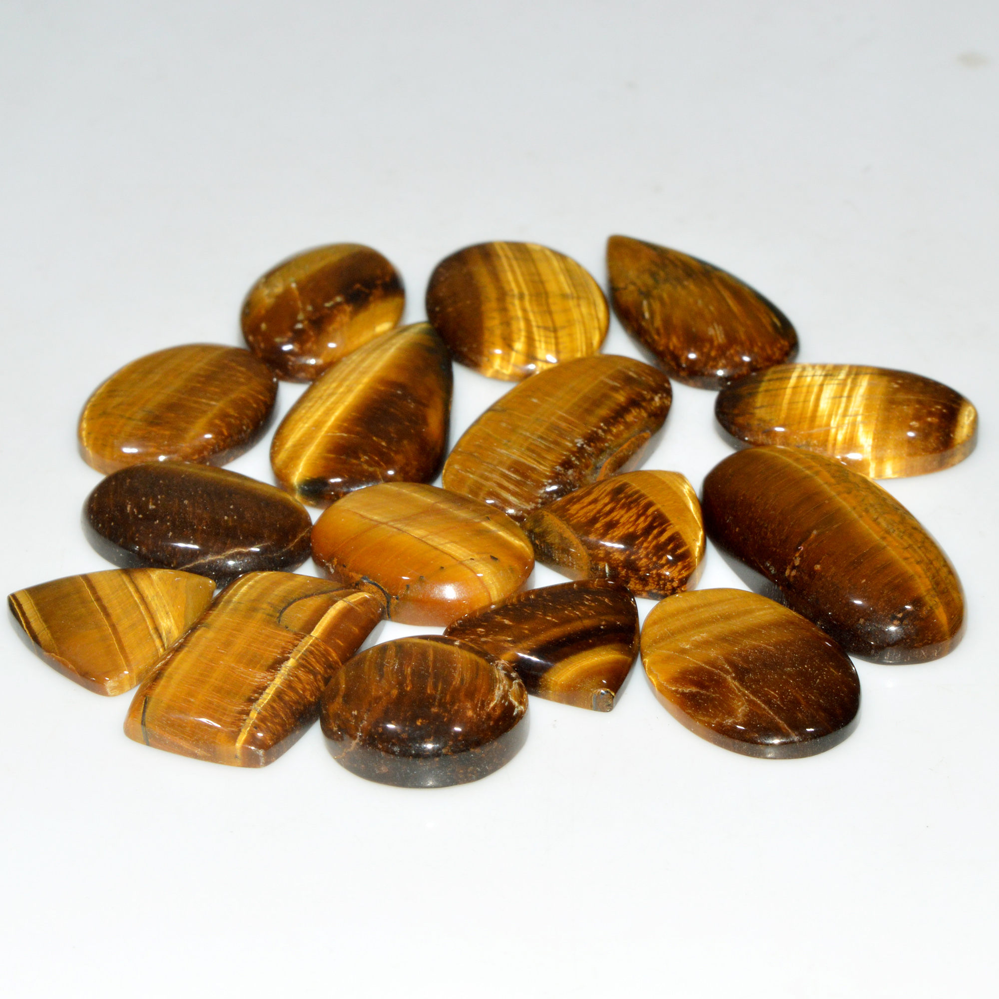 16 Pcs 367 Cts Natural Tiger Eye Cabochon Jewelry Making Gemstone Lot 36x16 19x19mm 18354