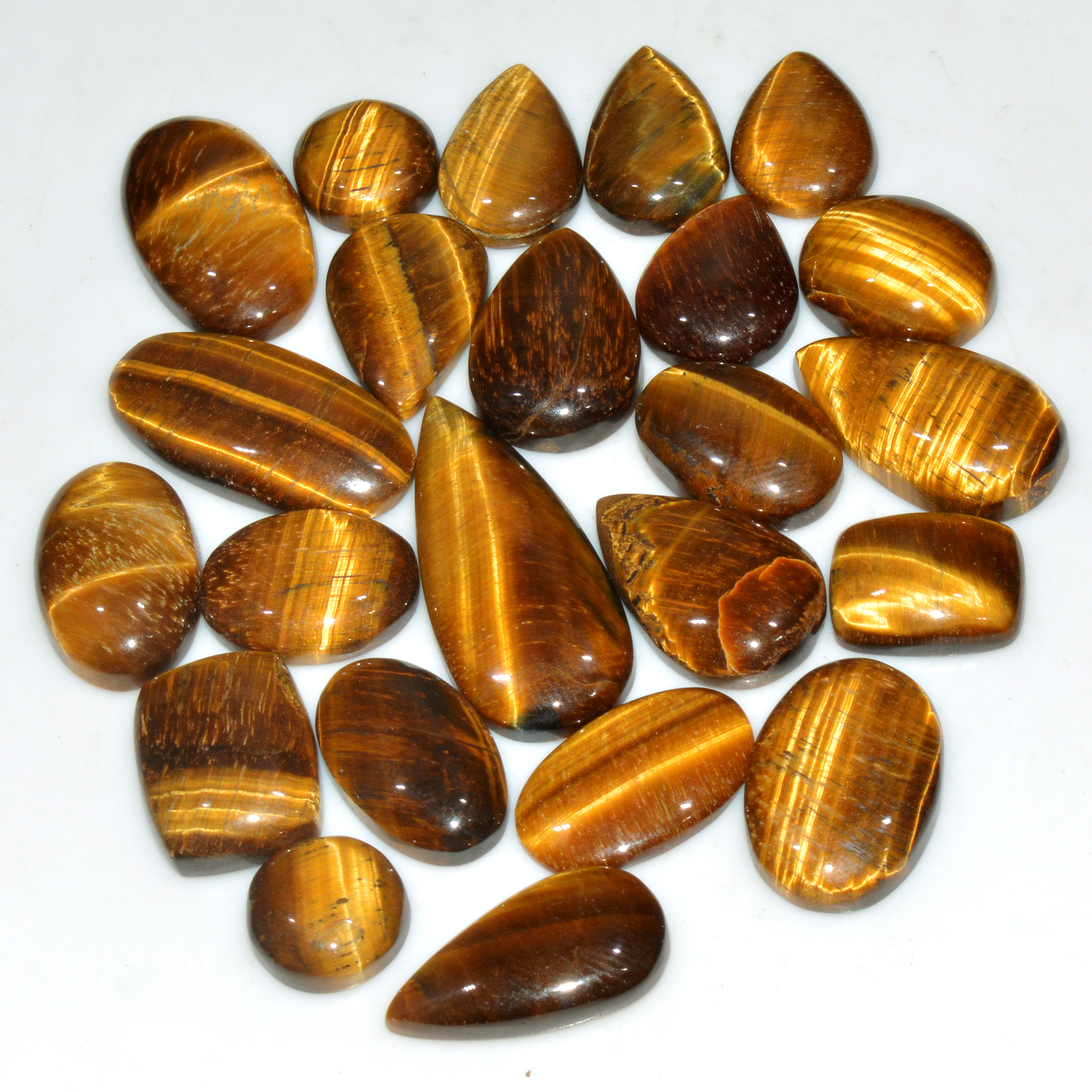 23 Pcs 442 Cts Natural Tiger Eye Cabochon Jewelry Making Gemstone Lot 40x15 13x13mm 18356