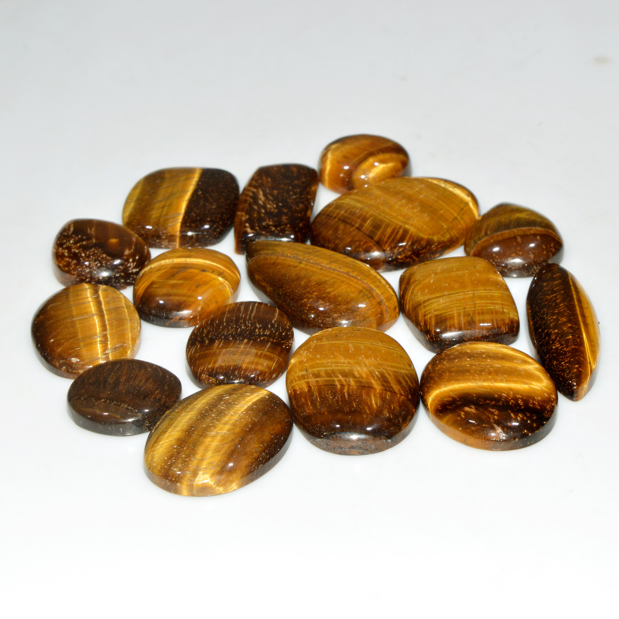 16 Pcs 483 Cts Natural Tiger Eye Cabochon Jewelry Making Gemstone Lot 40x10 17x17mm 18357