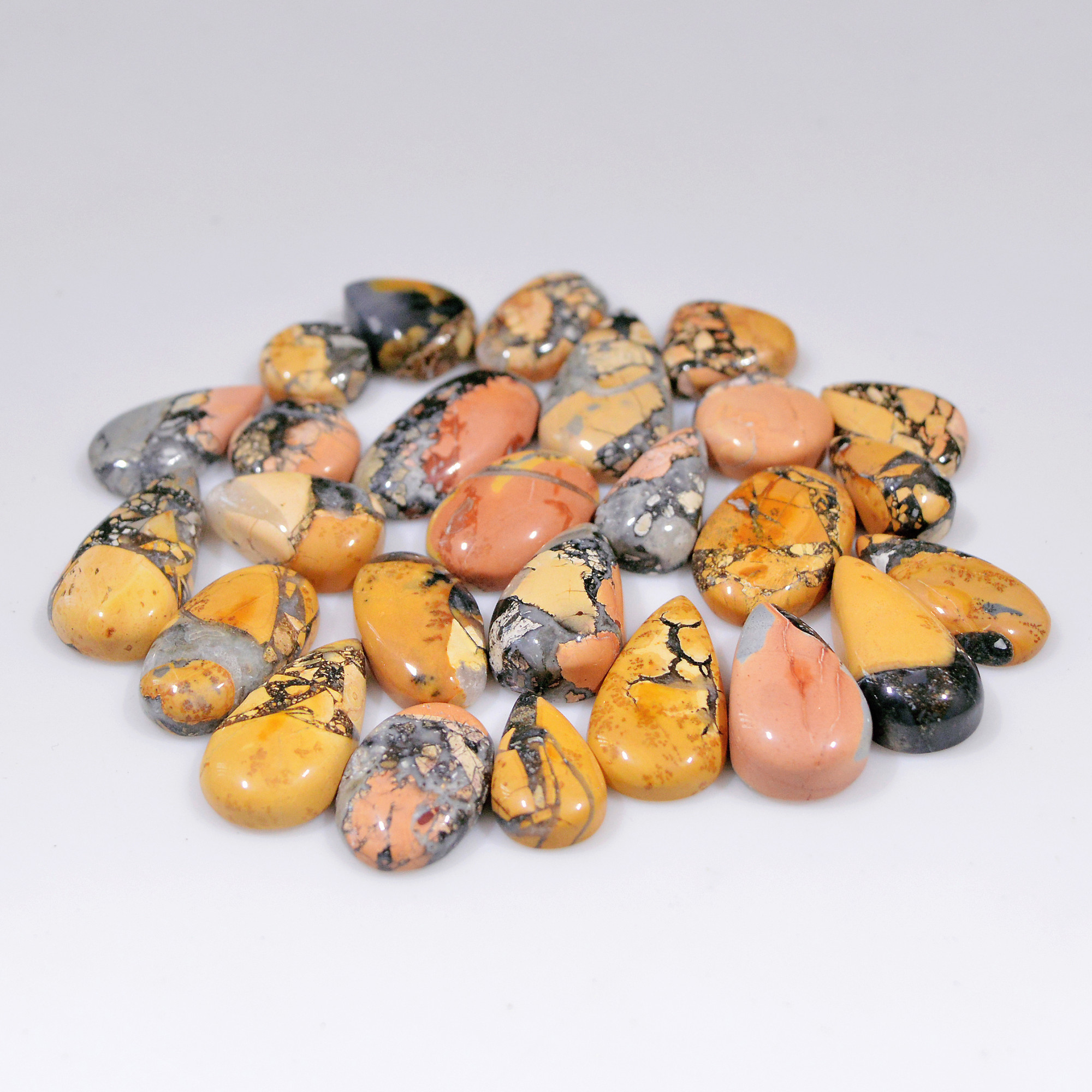 26 Pcs 173 Cts Natural Maligano Jasper Cabochon Healing Crystal Gemstone Lot 20x10 9x9mm 18358