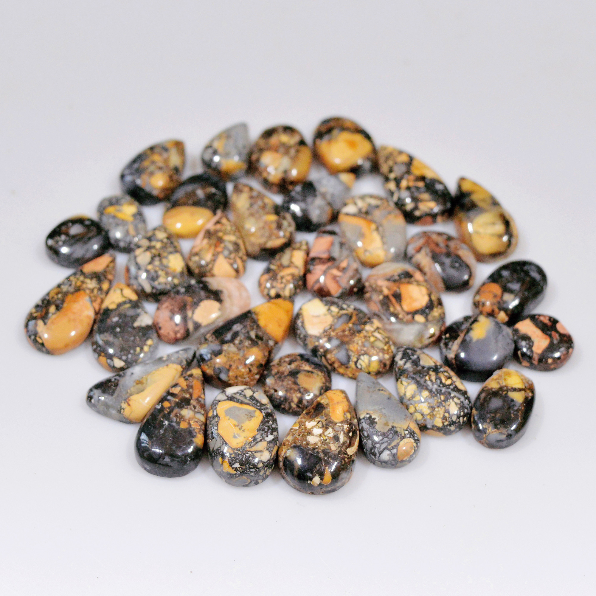 34 Pcs 209 Cts Natural Maligano Jasper Cabochon Healing Crystal Gemstone Lot 20x10 9x9mm 18360