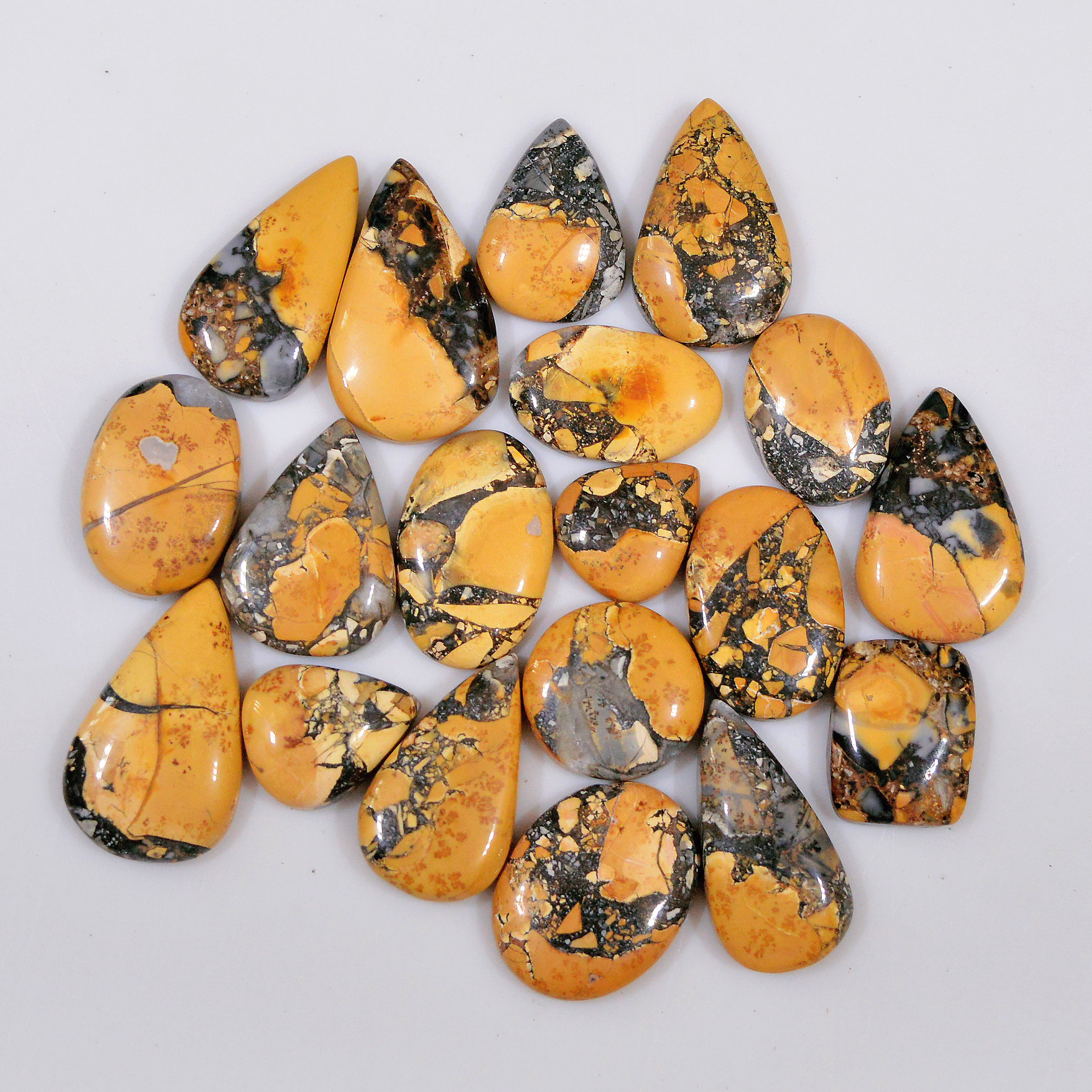 19 Pcs 229 Cts Natural Maligano Jasper Cabochon Healing Crystal Gemstone Lot 25x14 13x10mm 18362