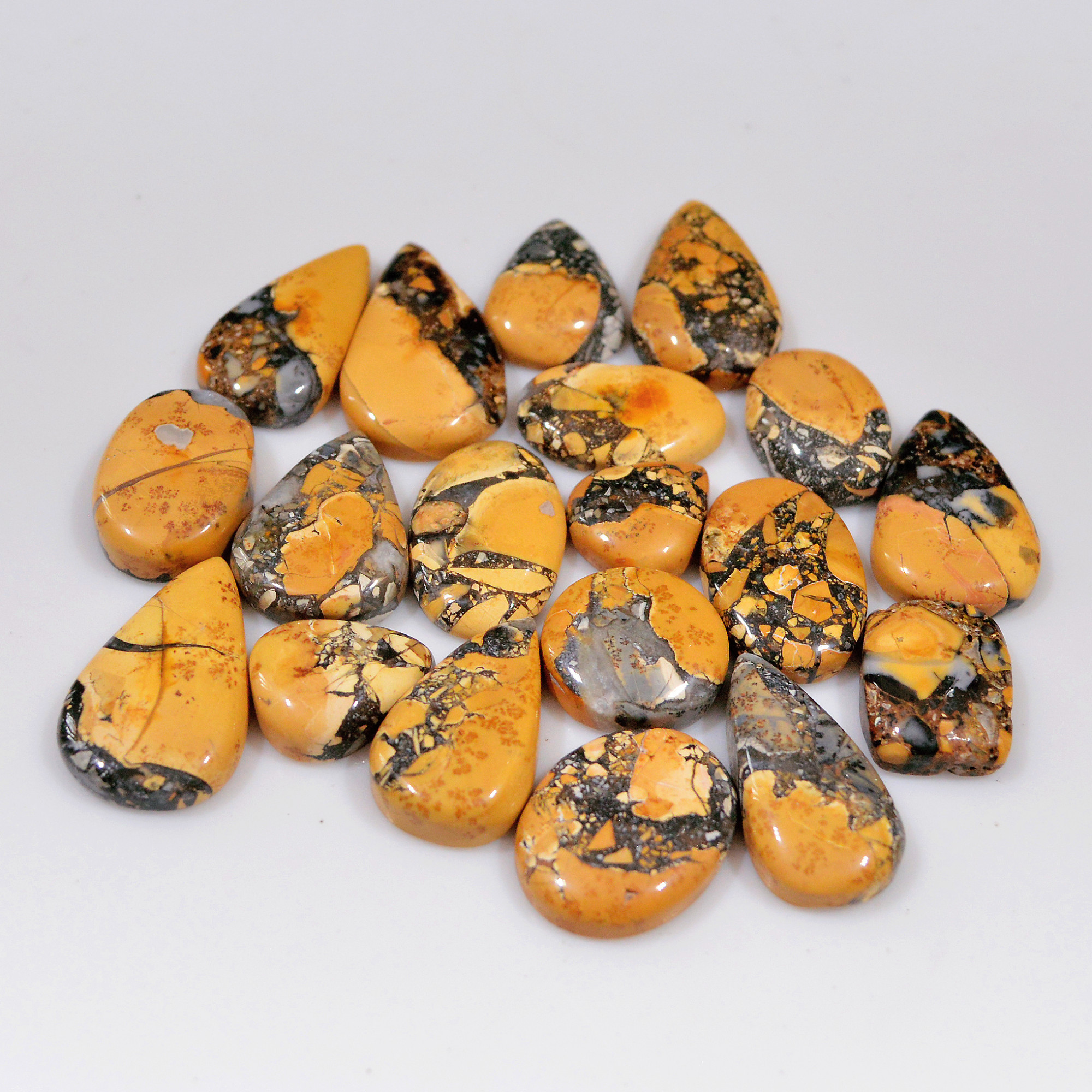 19 Pcs 229 Cts Natural Maligano Jasper Cabochon Healing Crystal Gemstone Lot 25x14 13x10mm 18362