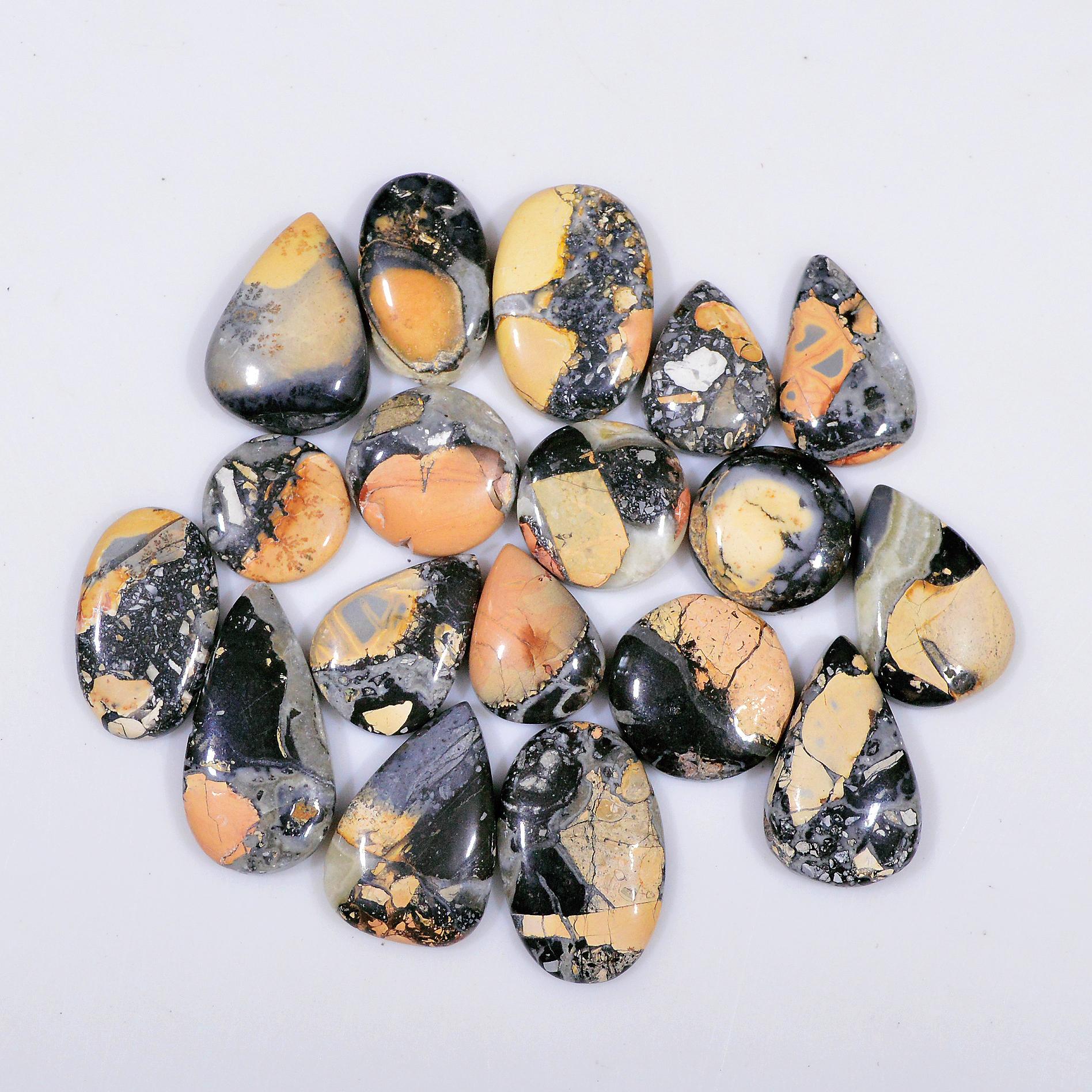 18 Pcs 216 Cts Natural Maligano Jasper Cabochon Healing Crystal Gemstone Lot 25x11 15x10mm 18363