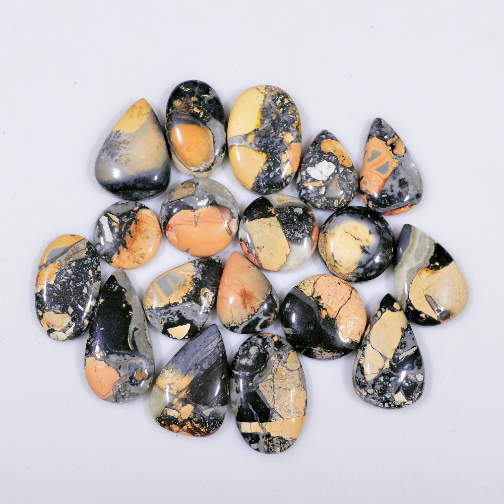 Image of 18 Pcs 216 Cts Natural Maligano Jasper Cabochon Healing Crystal Gemstone Lot 25x11 15x10mm #18363