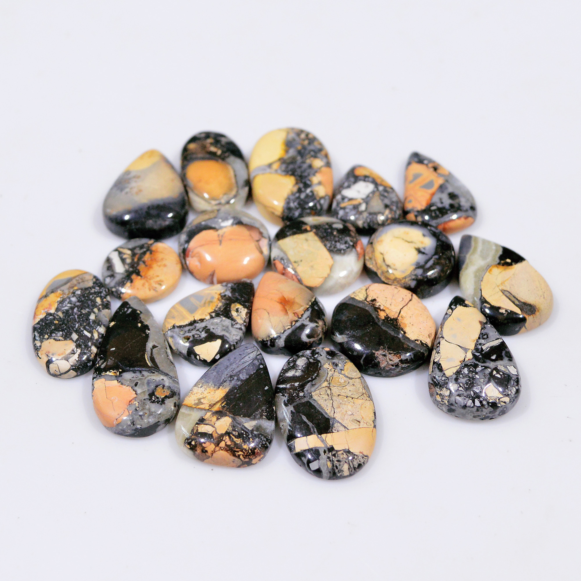 18 Pcs 216 Cts Natural Maligano Jasper Cabochon Healing Crystal Gemstone Lot 25x11 15x10mm 18363