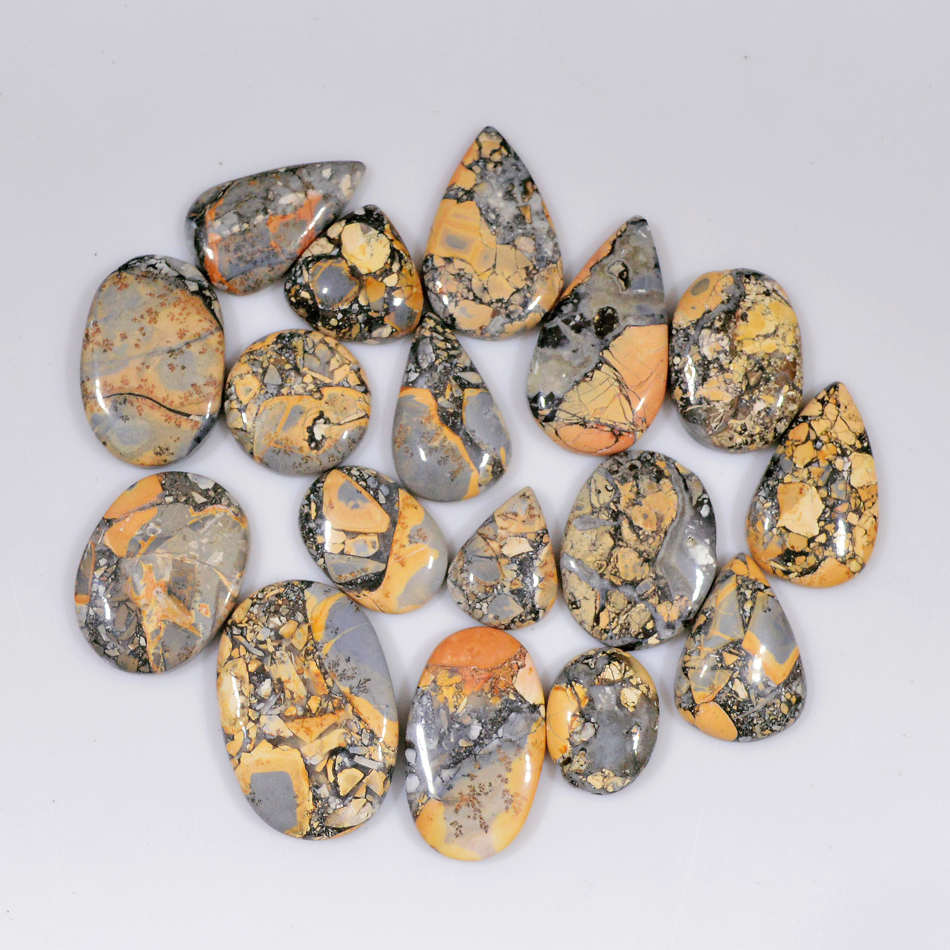 16 Pcs 237 Cts Natural Maligano Jasper Cabochon Healing Crystal Gemstone Lot 26x17 15x15mm 18368