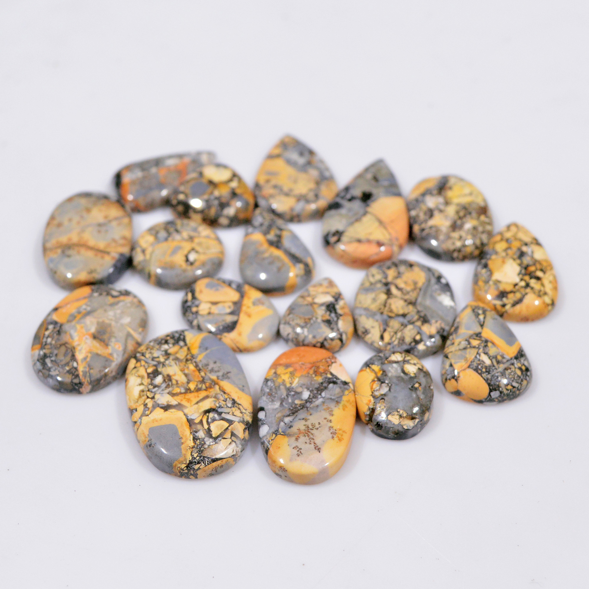16 Pcs 237 Cts Natural Maligano Jasper Cabochon Healing Crystal Gemstone Lot 26x17 15x15mm 18368