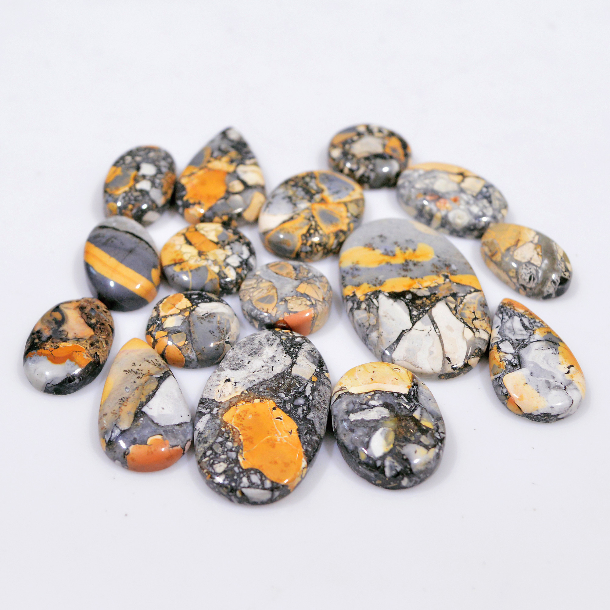 16 Pcs 224 Cts Natural Maligano Jasper Cabochon Healing Crystal Gemstone Lot 32x20 14x14mm 18370