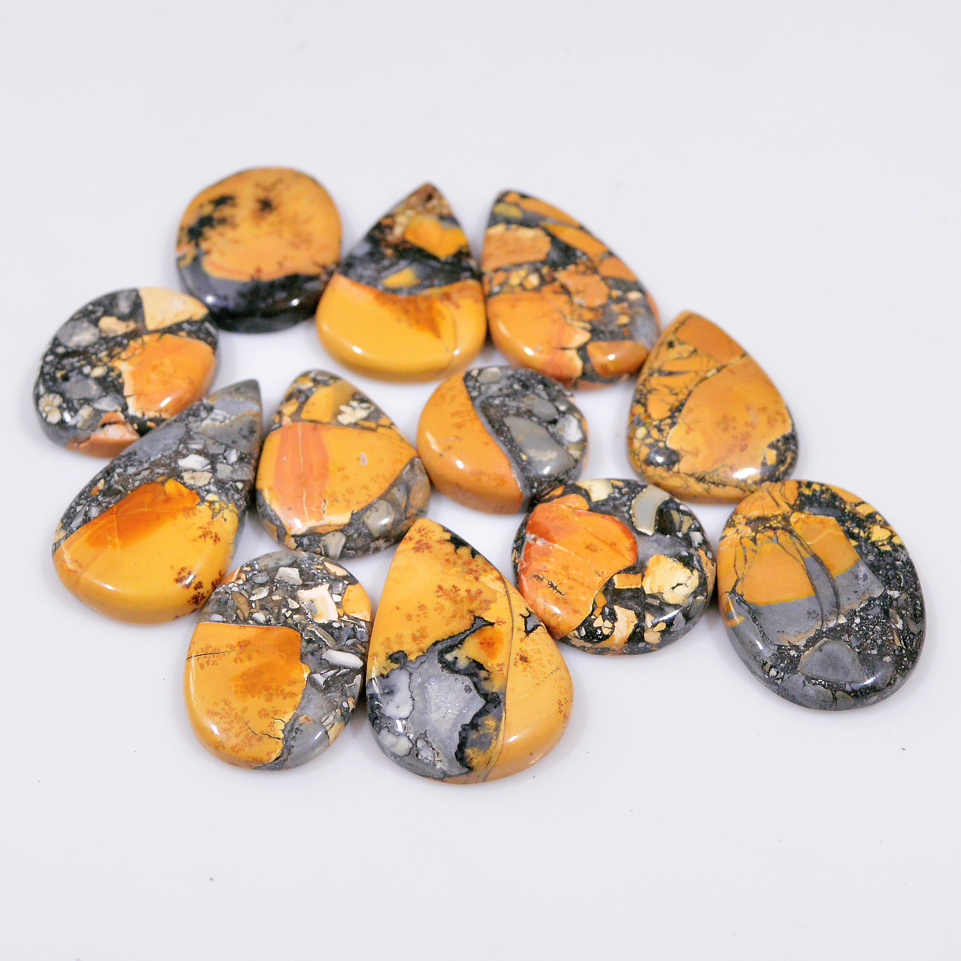 12 Pcs 200 Cts Natural Maligano Jasper Cabochon Healing Crystal Gemstone Lot 29x15 15x15mm 18375