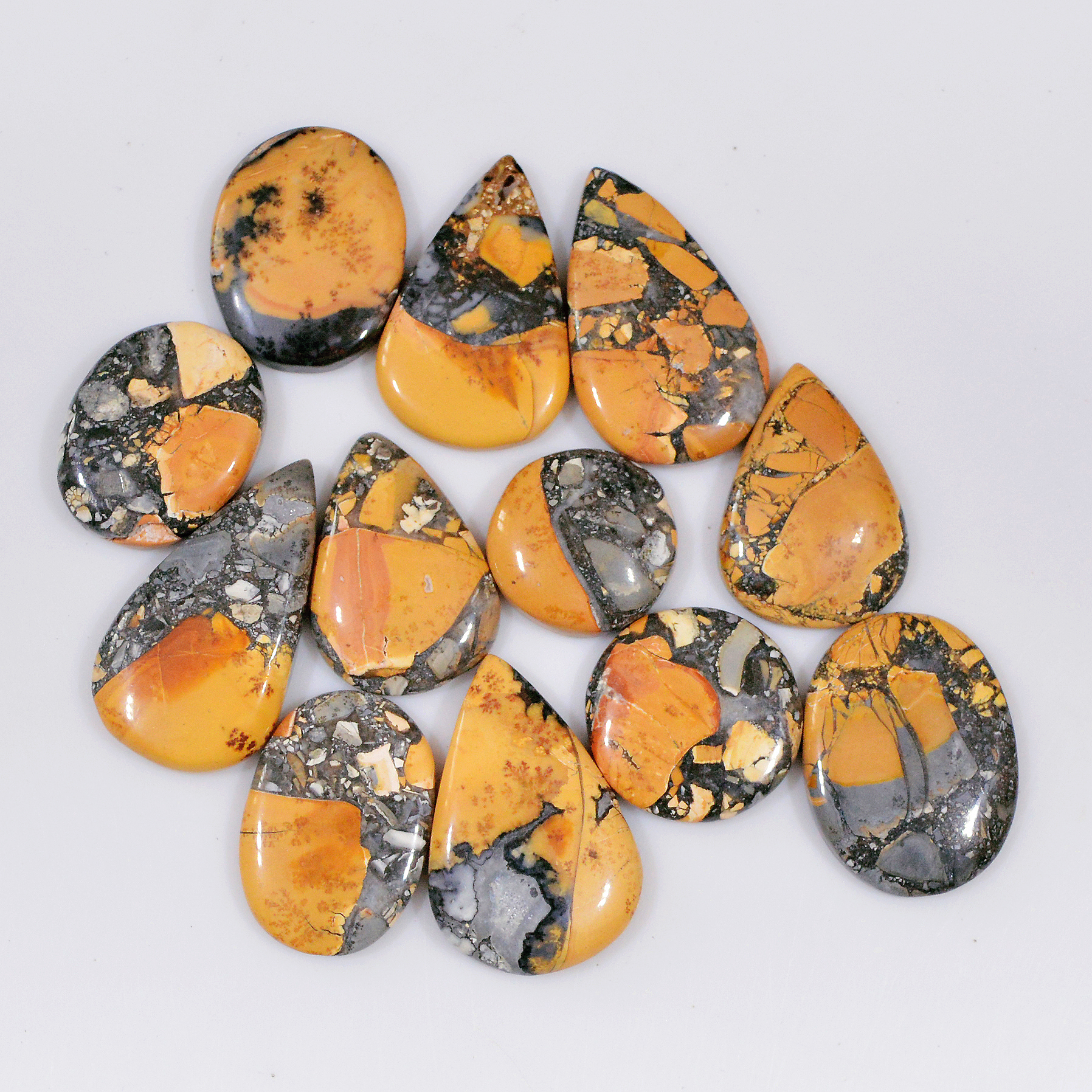 12 Pcs 200 Cts Natural Maligano Jasper Cabochon Healing Crystal Gemstone Lot 29x15 15x15mm 18375