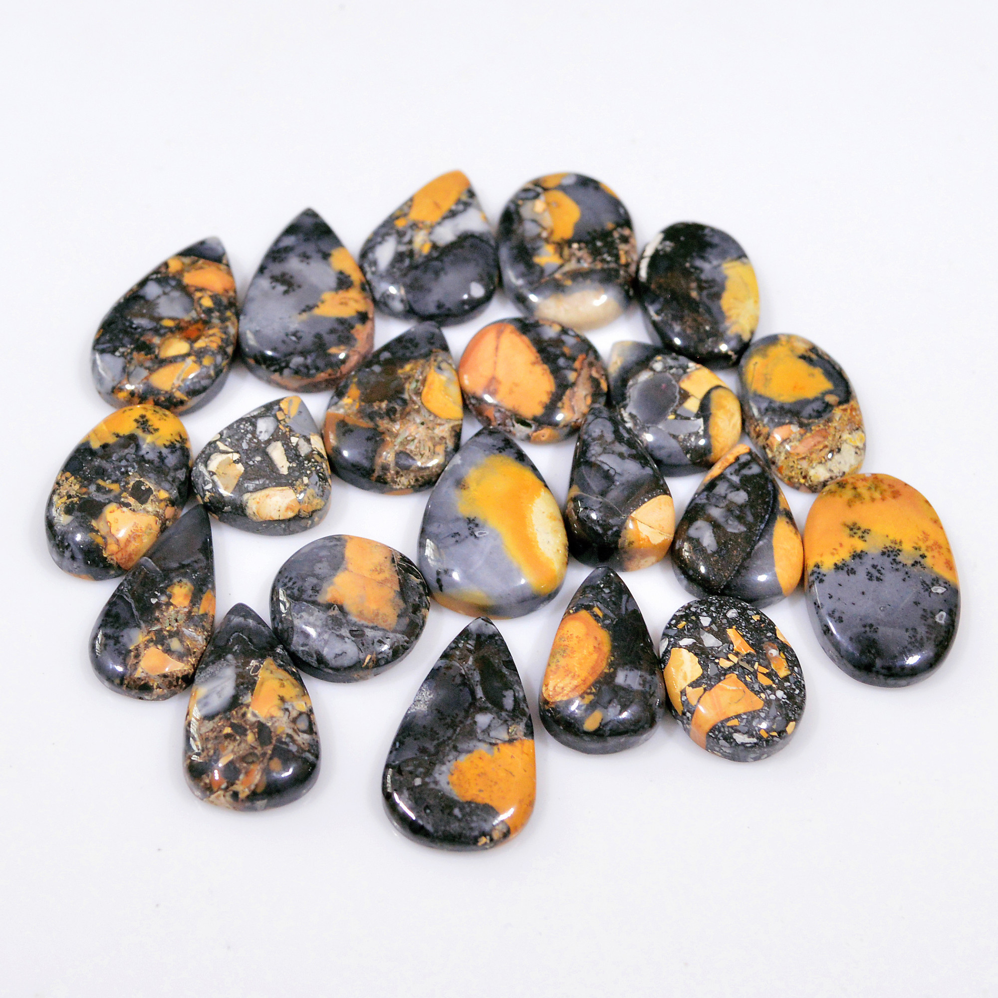 21 Pcs 258 Cts Natural Maligano Jasper Cabochon Healing Crystal Gemstone Lot 24x13 14x14mm 18377