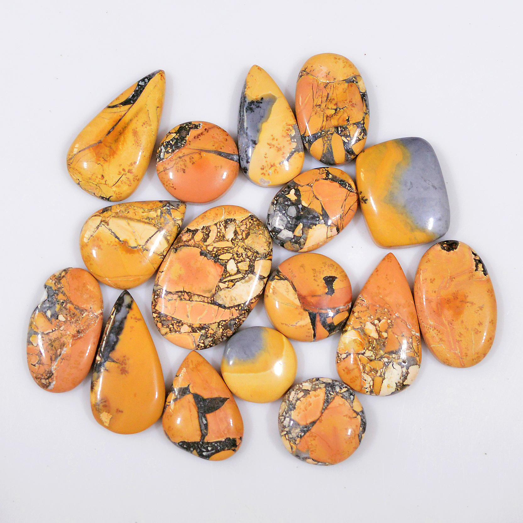 16 Pcs 203 Cts Natural Maligano Jasper Cabochon Healing Crystal Gemstone Lot 25x15 11x11mm 18380