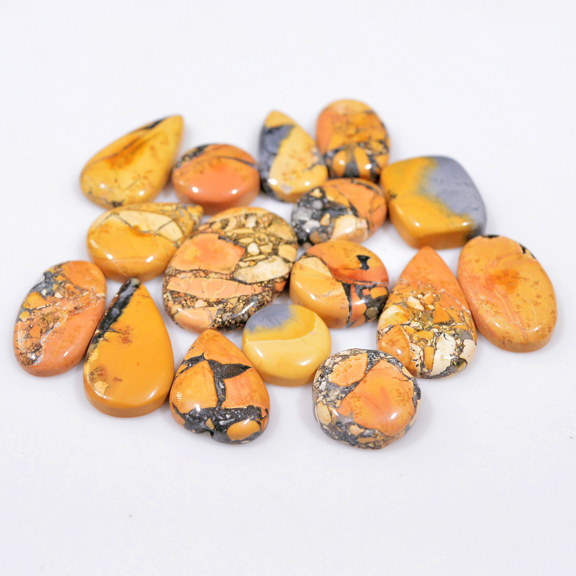 16 Pcs 203 Cts Natural Maligano Jasper Cabochon Healing Crystal Gemstone Lot 25x15 11x11mm 18380