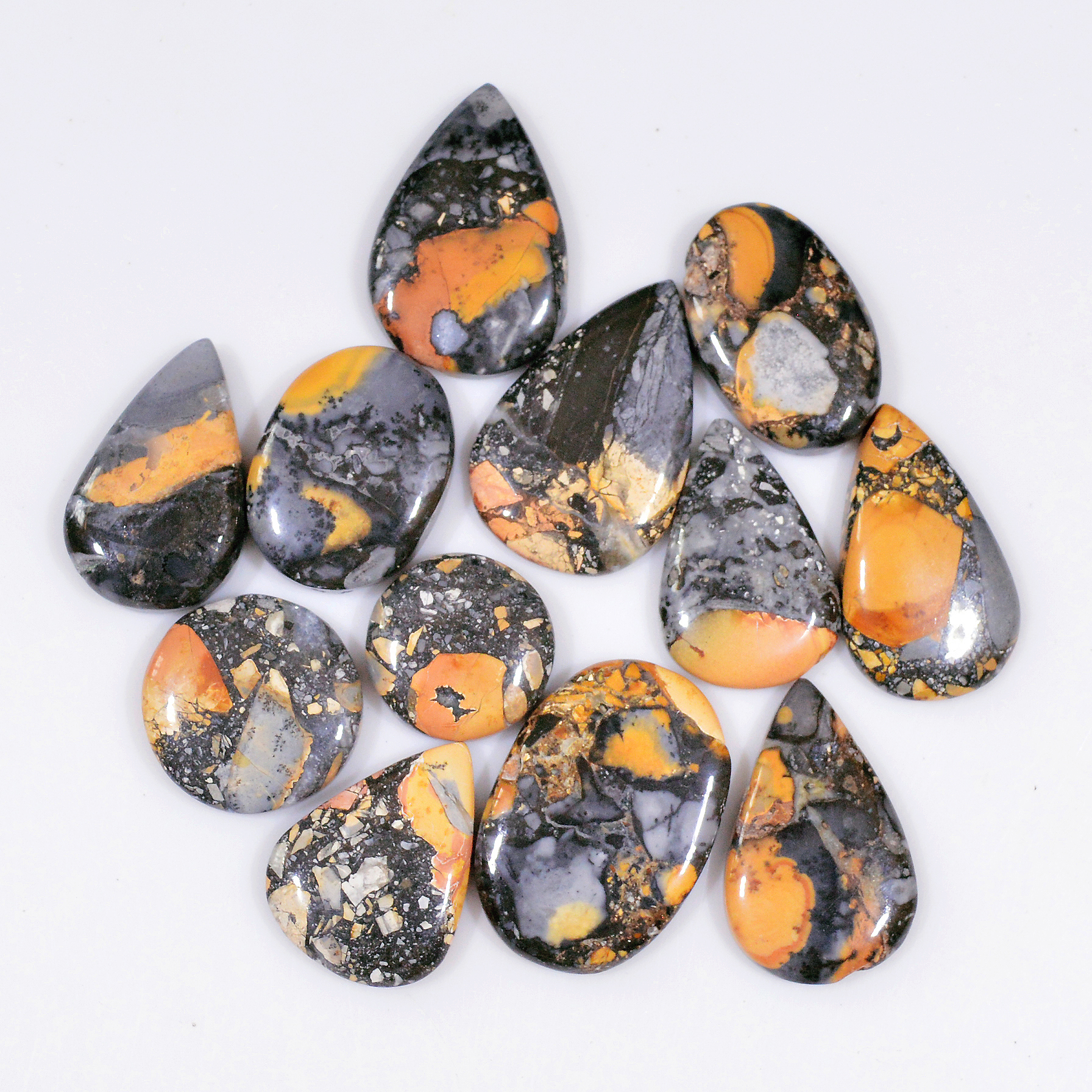 12 Pcs 235 Cts Natural Maligano Jasper Cabochon Jewelry Making Loose Gemstone 27x19 15x15mm 18381