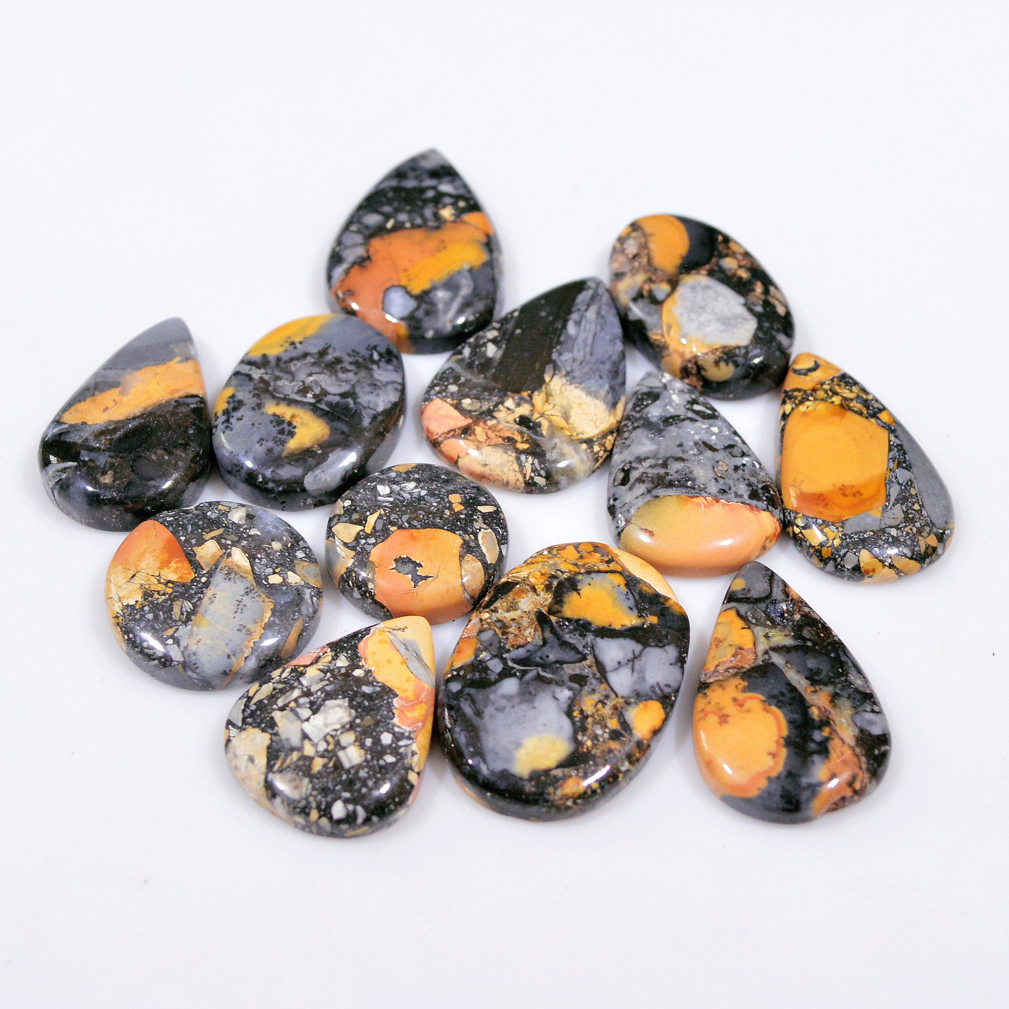 12 Pcs 235 Cts Natural Maligano Jasper Cabochon Jewelry Making Loose Gemstone 27x19 15x15mm 18381