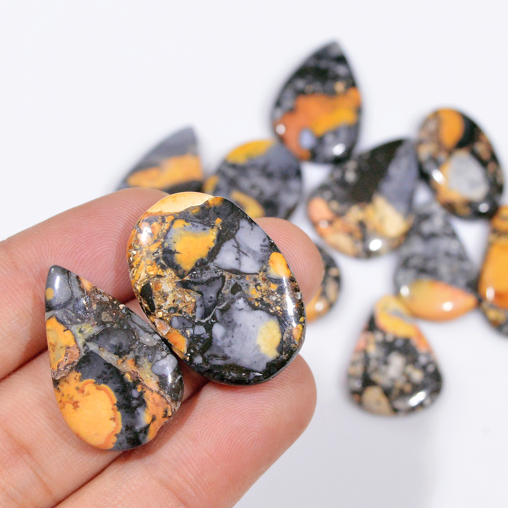 12 Pcs 235 Cts Natural Maligano Jasper Cabochon Jewelry Making Loose Gemstone 27x19 15x15mm 18381