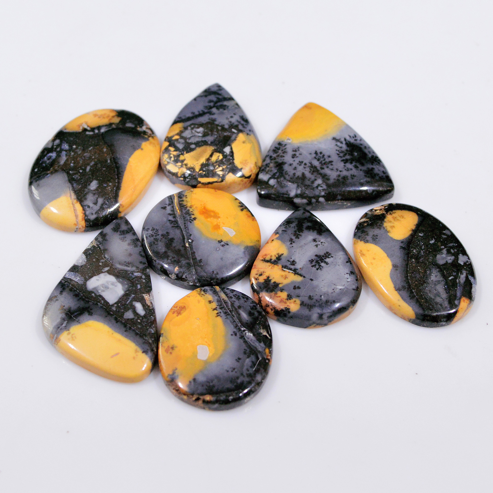 8 Pcs 220 Cts Natural Maligano Jasper Cabochon Jewelry Making Loose Gemstone 35x20 20x20mm 18384