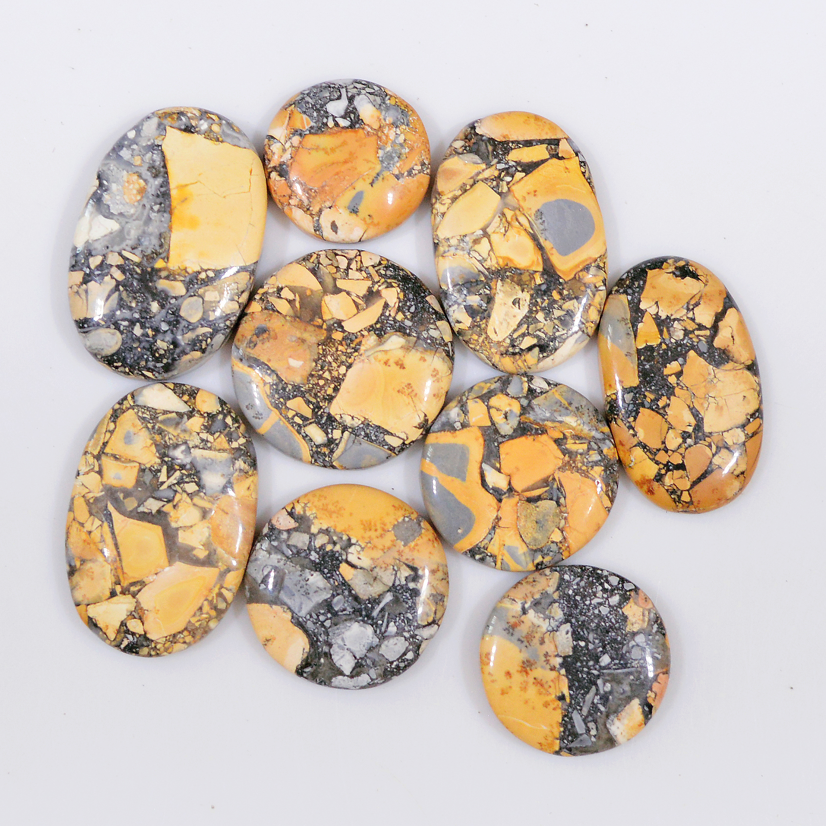 9 Pcs 203 Cts Natural Maligano Jasper Cabochon Jewelry Making Loose Gemstone 28x18 15x15mm 18391