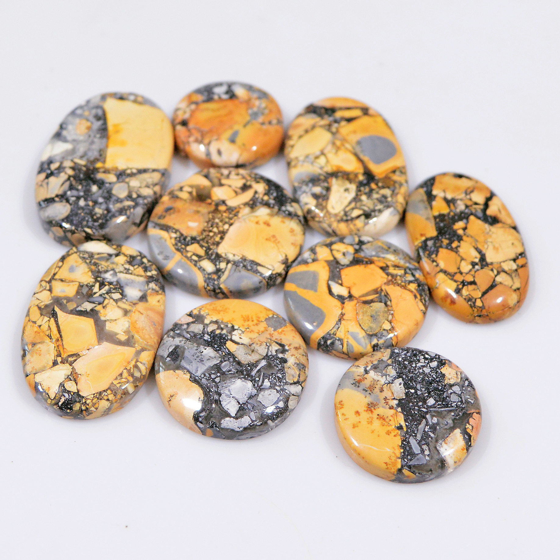 9 Pcs 203 Cts Natural Maligano Jasper Cabochon Jewelry Making Loose Gemstone 28x18 15x15mm 18391