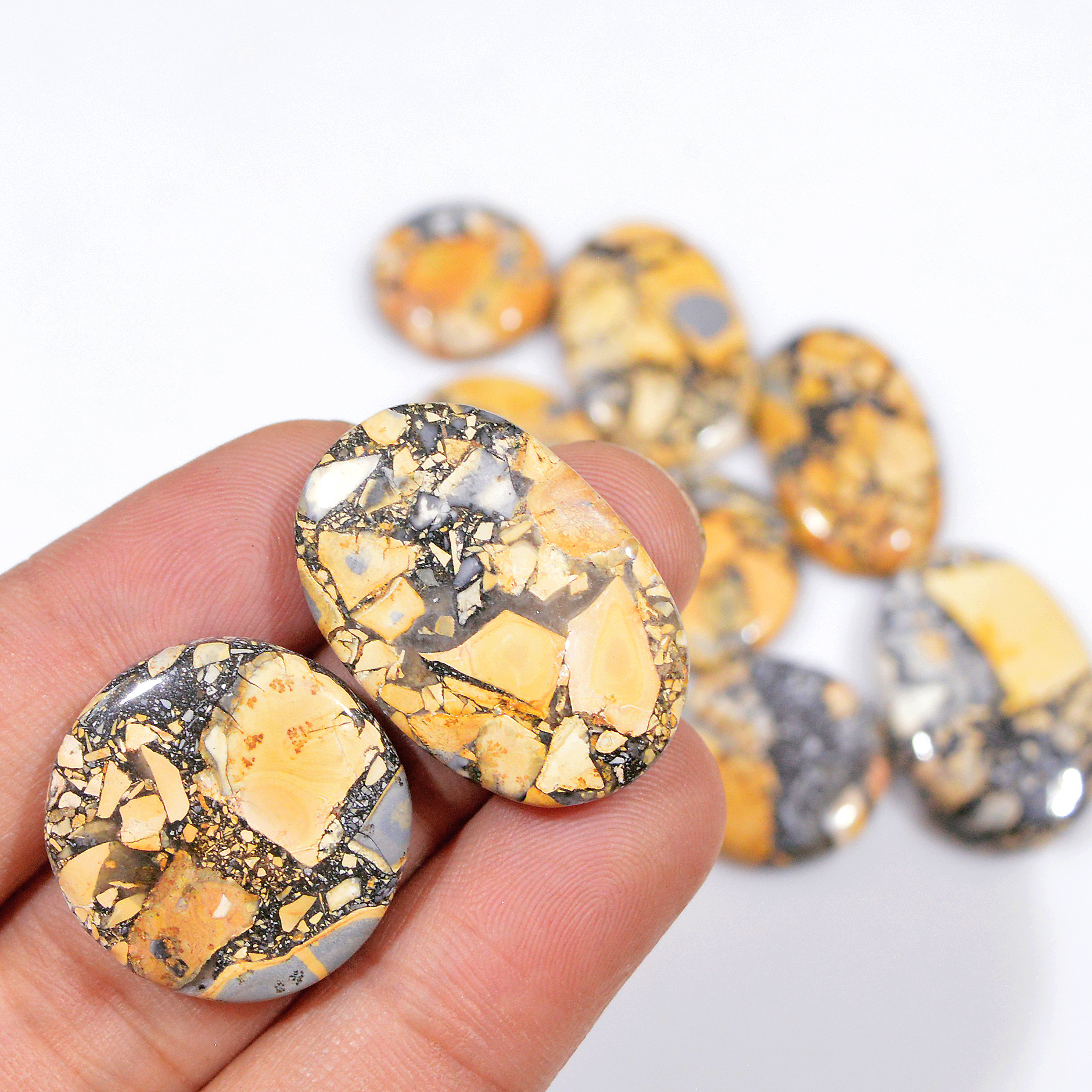 9 Pcs 203 Cts Natural Maligano Jasper Cabochon Jewelry Making Loose Gemstone 28x18 15x15mm 18391