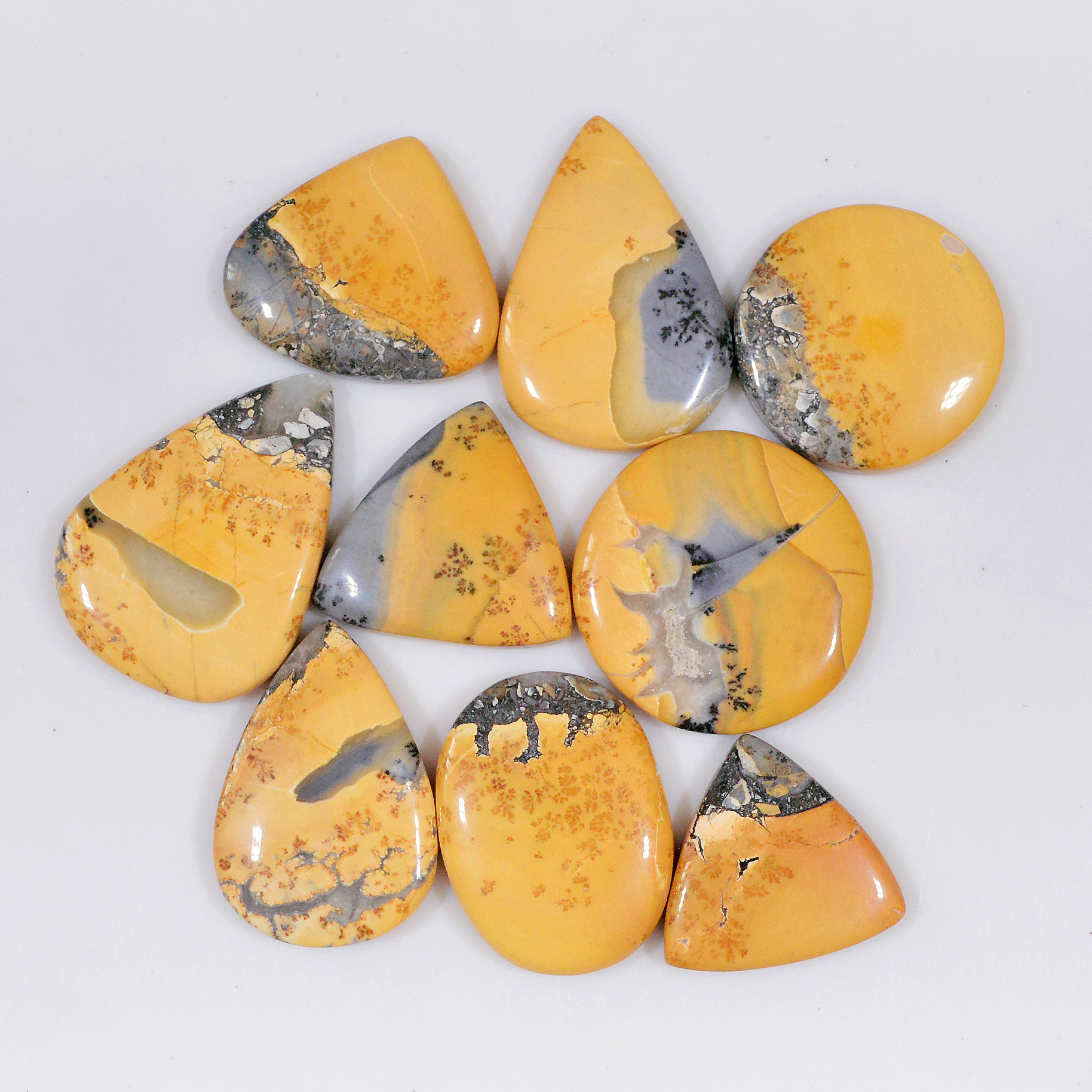 9 Pcs 246 Cts Natural Maligano Jasper Cabochon Jewelry Making Loose Gemstone 30x20 20x20mm 18394