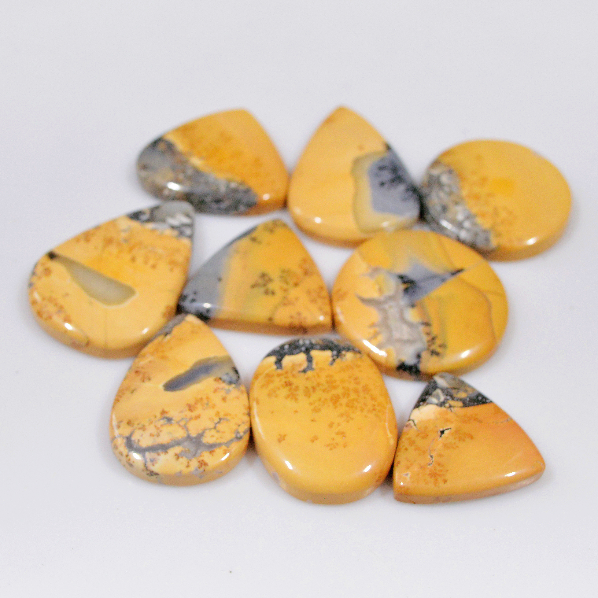 9 Pcs 246 Cts Natural Maligano Jasper Cabochon Jewelry Making Loose Gemstone 30x20 20x20mm 18394