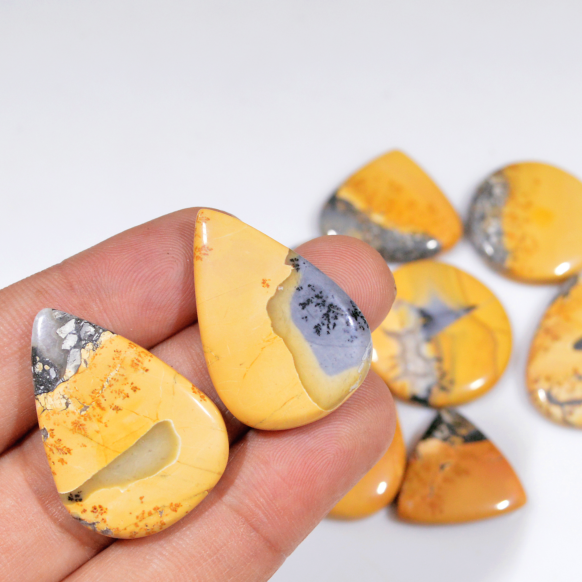 9 Pcs 246 Cts Natural Maligano Jasper Cabochon Jewelry Making Loose Gemstone 30x20 20x20mm 18394