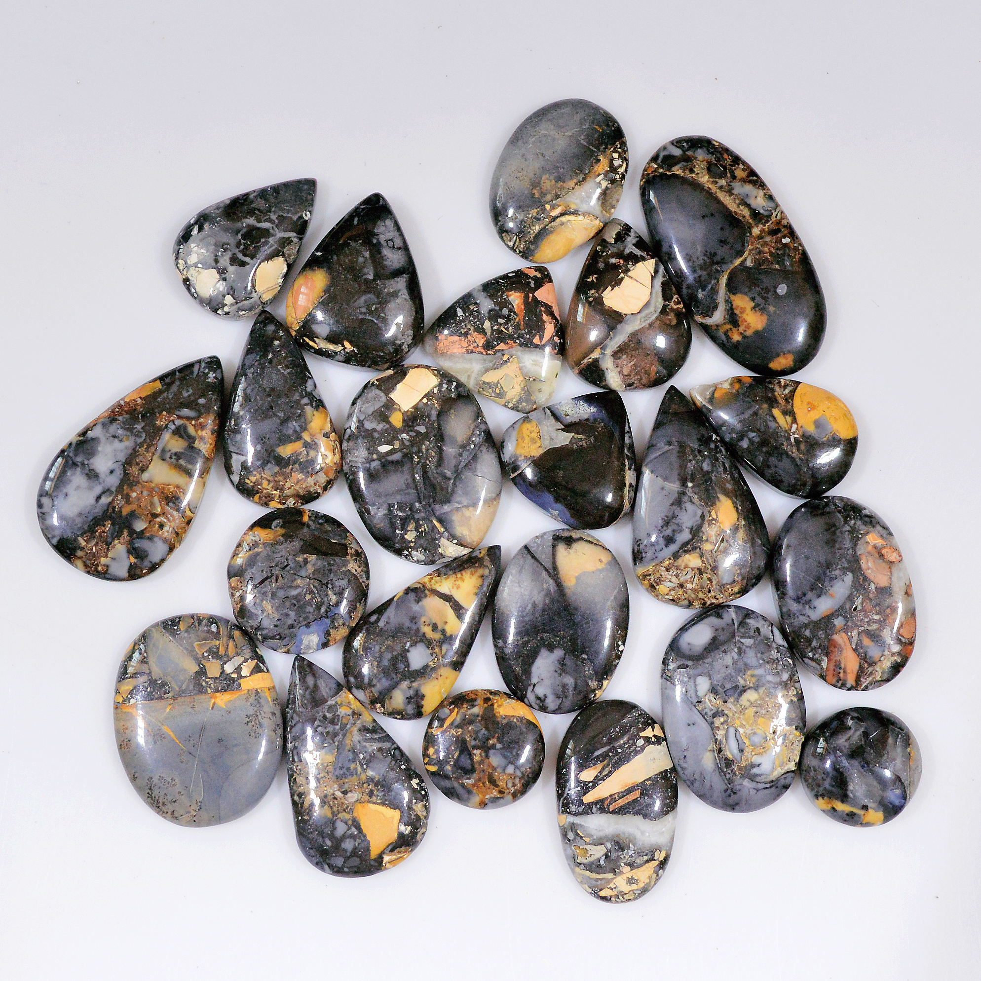 20 Pcs 301 Cts Natural Maligano Jasper Cabochon Jewelry Making Loose Gemstone 30x14 12x12mm 18396