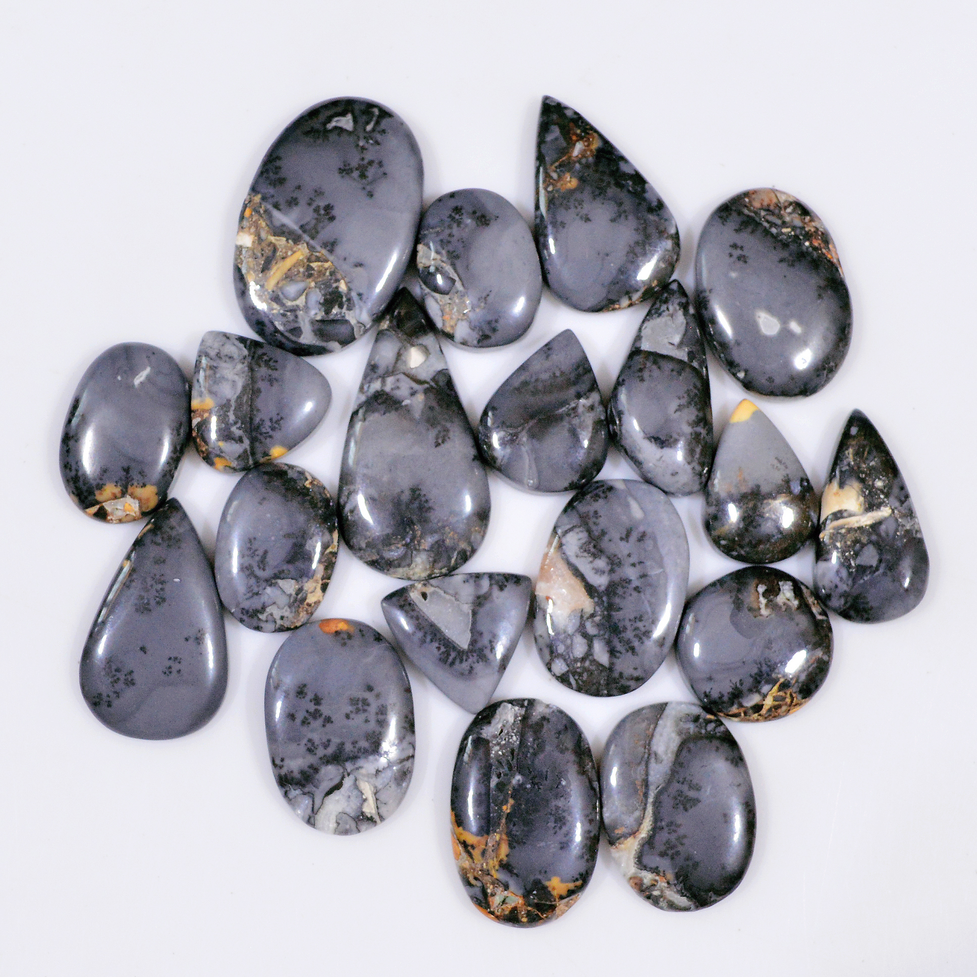 19 Pcs 254 Cts Natural Maligano Jasper Cabochon Jewelry Making Loose Gemstone 29x14 15x13mm 18397