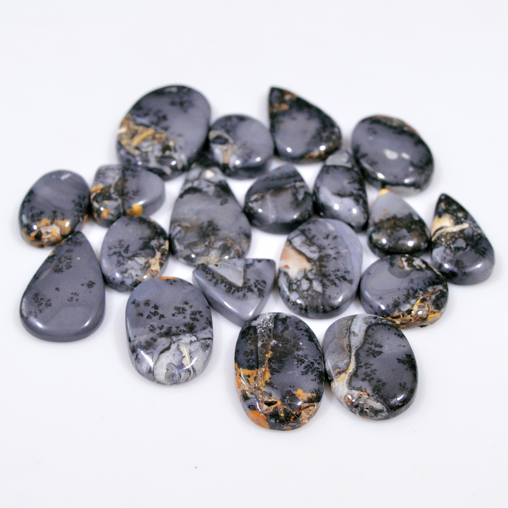 19 Pcs 254 Cts Natural Maligano Jasper Cabochon Jewelry Making Loose Gemstone 29x14 15x13mm 18397