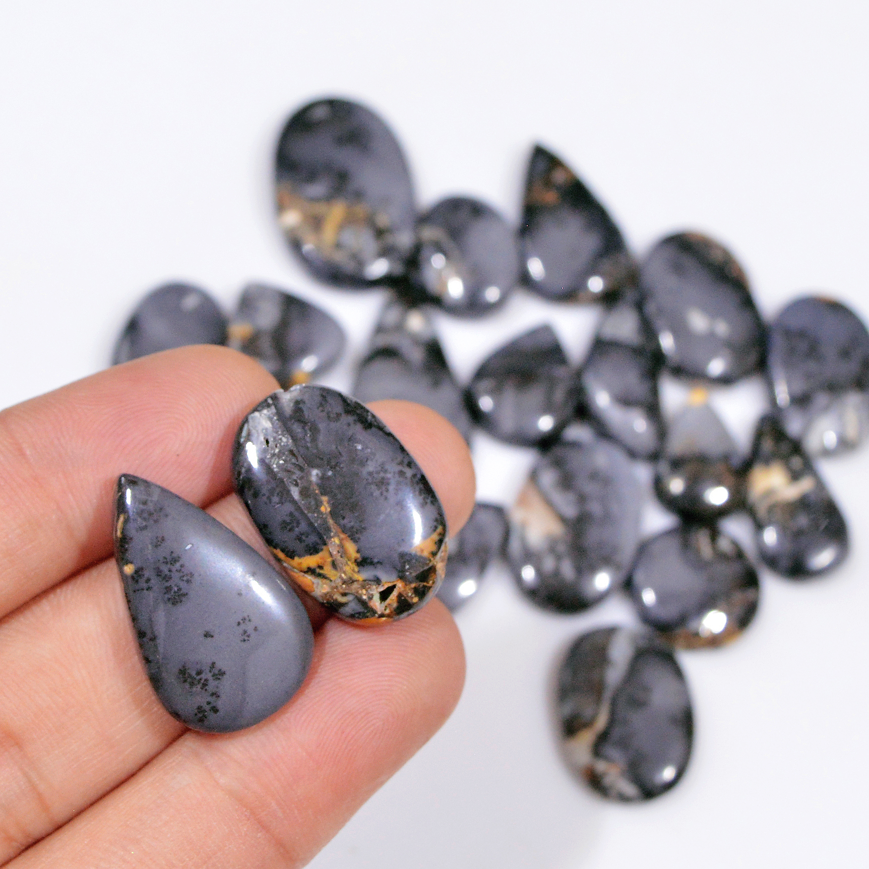 19 Pcs 254 Cts Natural Maligano Jasper Cabochon Jewelry Making Loose Gemstone 29x14 15x13mm 18397