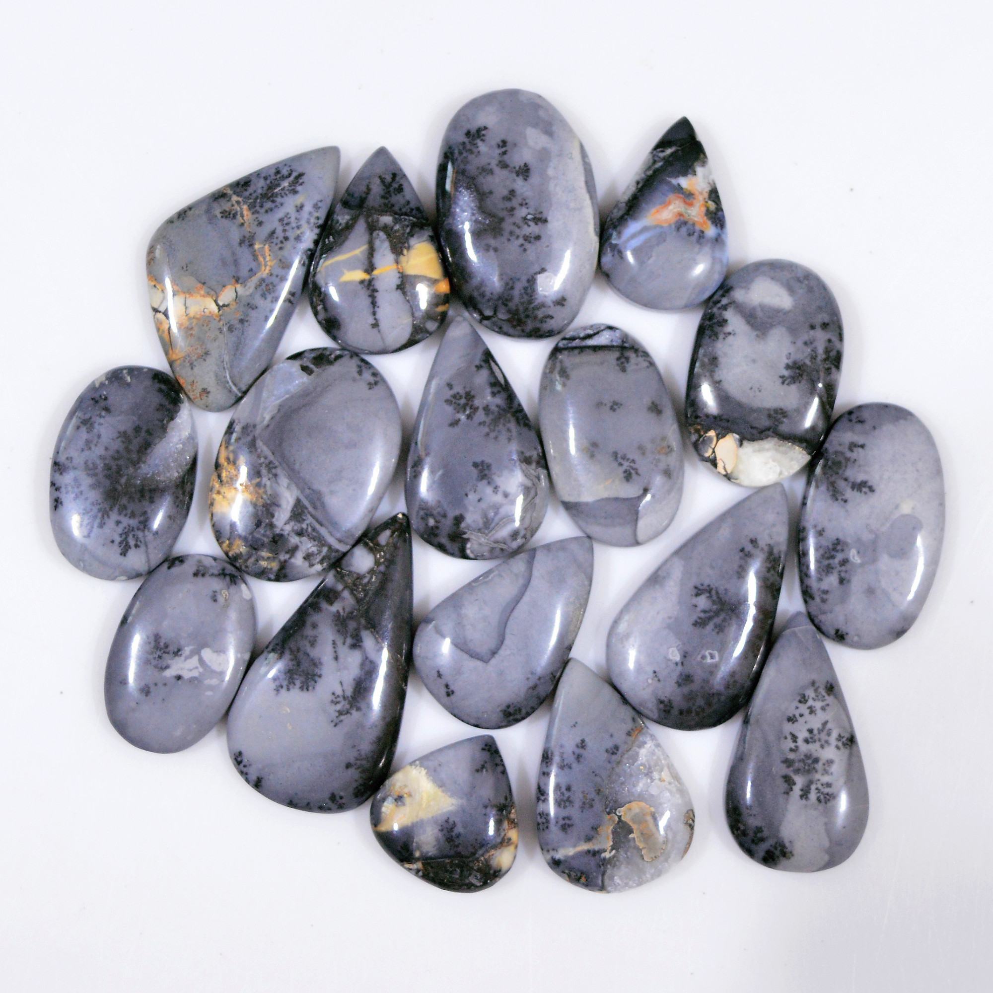 17 Pcs 221 Cts Natural Maligano Jasper Cabochon Jewelry Making Loose Gemstone 27x14 14x12mm 18398