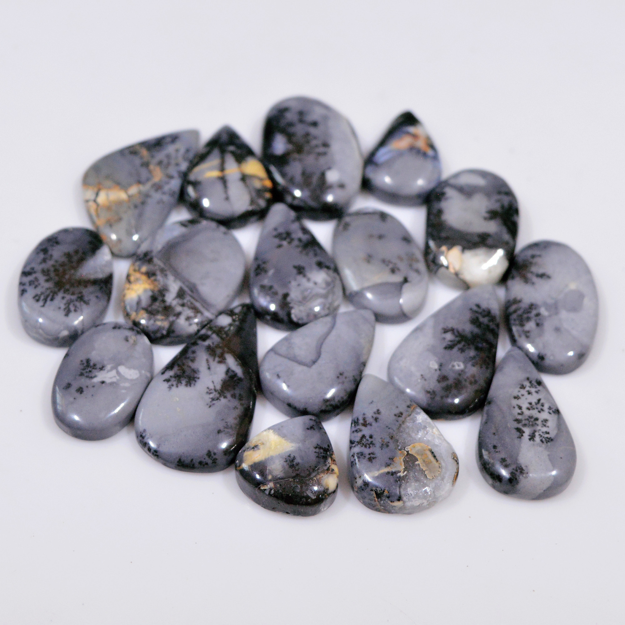 17 Pcs 221 Cts Natural Maligano Jasper Cabochon Jewelry Making Loose Gemstone 27x14 14x12mm 18398