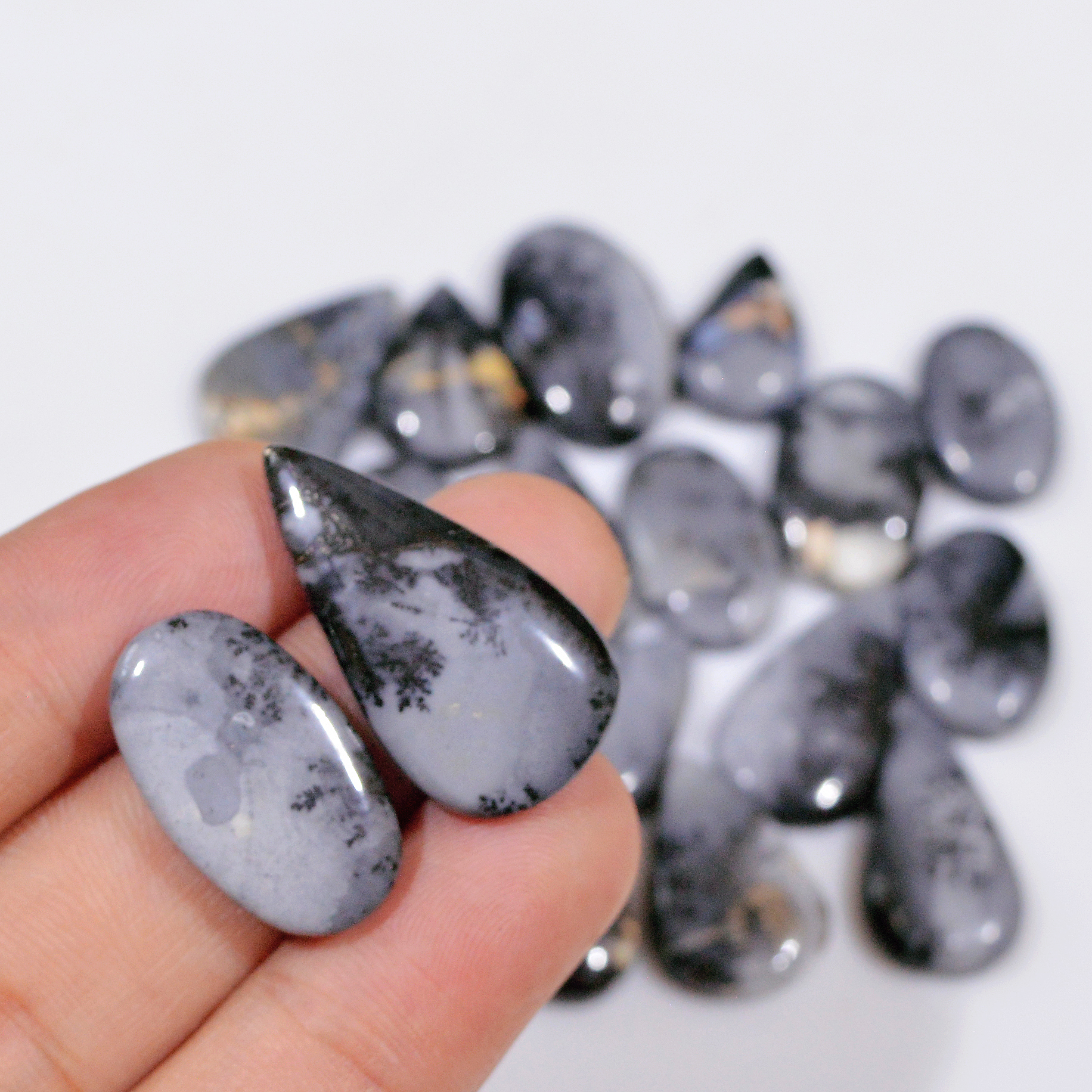 17 Pcs 221 Cts Natural Maligano Jasper Cabochon Jewelry Making Loose Gemstone 27x14 14x12mm 18398