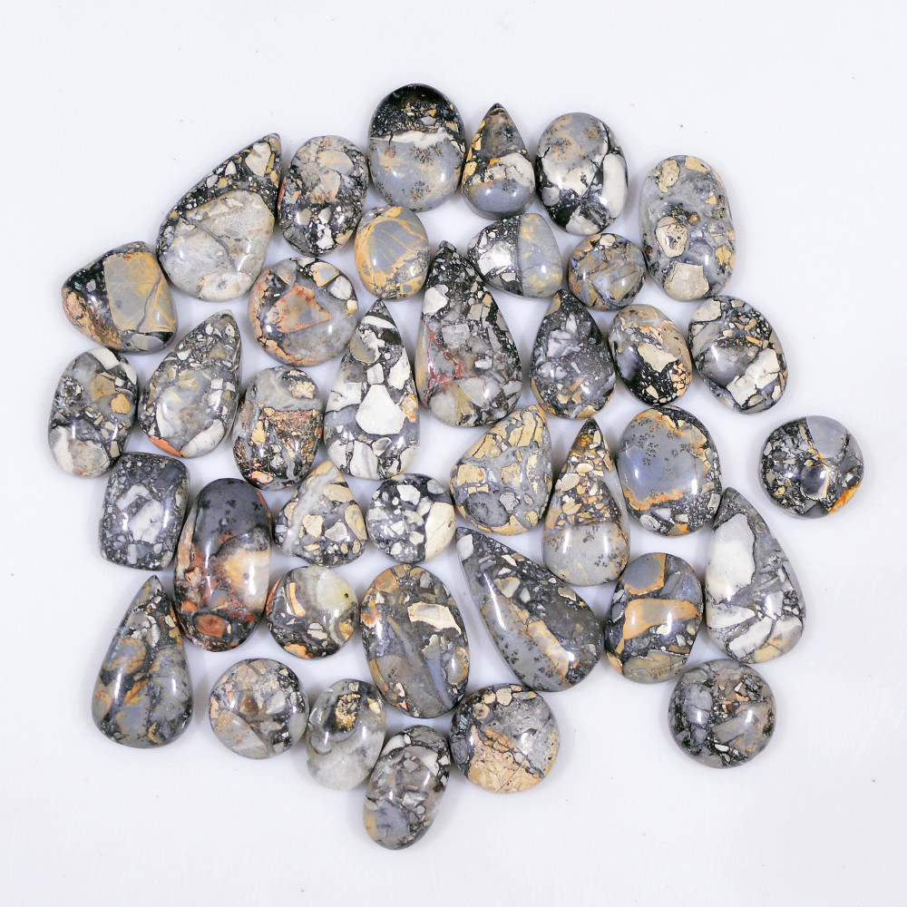 Image of 38 Pcs 217 Cts Natural Maligano Jasper Cabochon Jewelry Making Loose Gemstone 20x10 9x9mm #18399