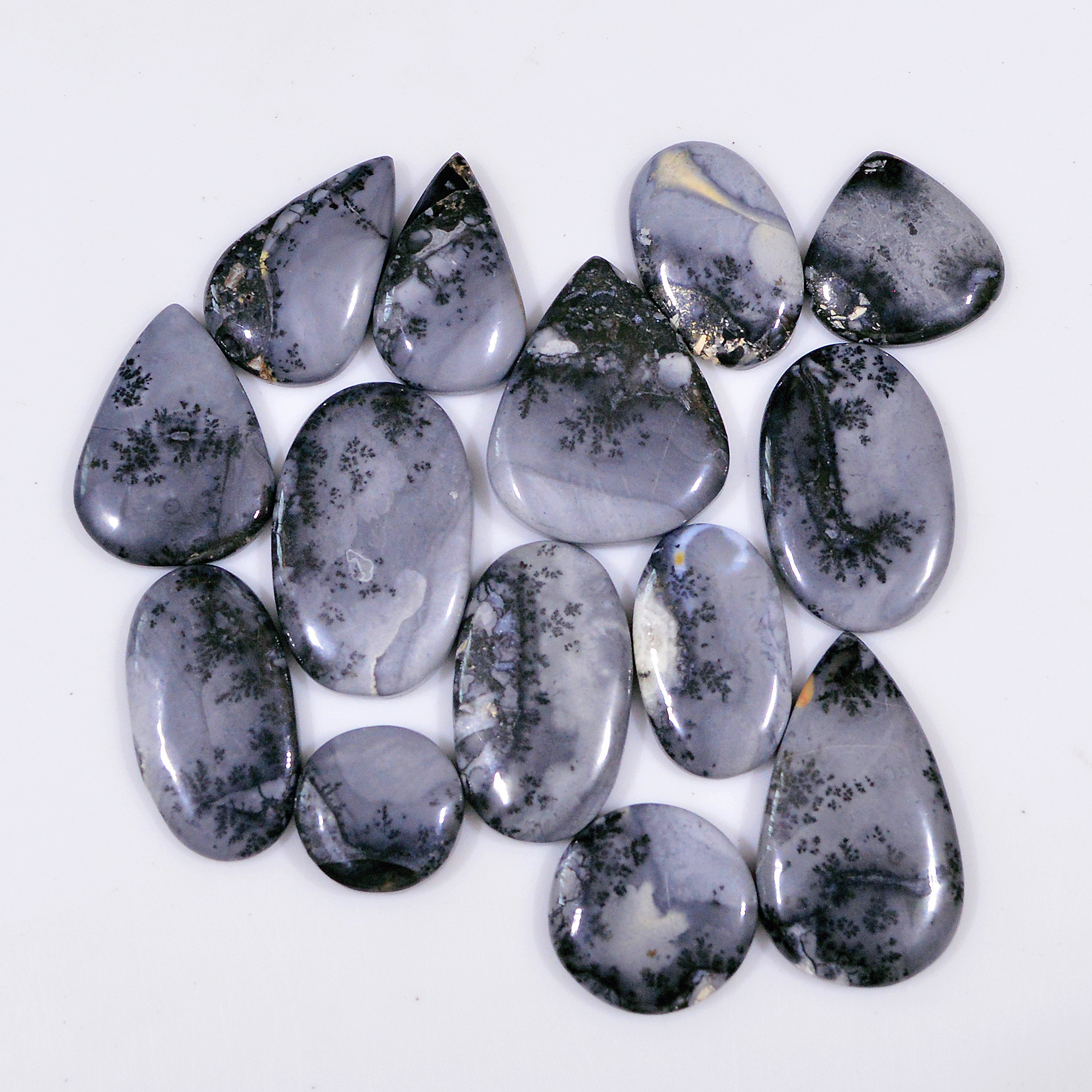 14 Pcs 310 Cts Natural Maligano Jasper Cabochon Jewelry Making Loose Gemstone 34x19 15x15mm 18407