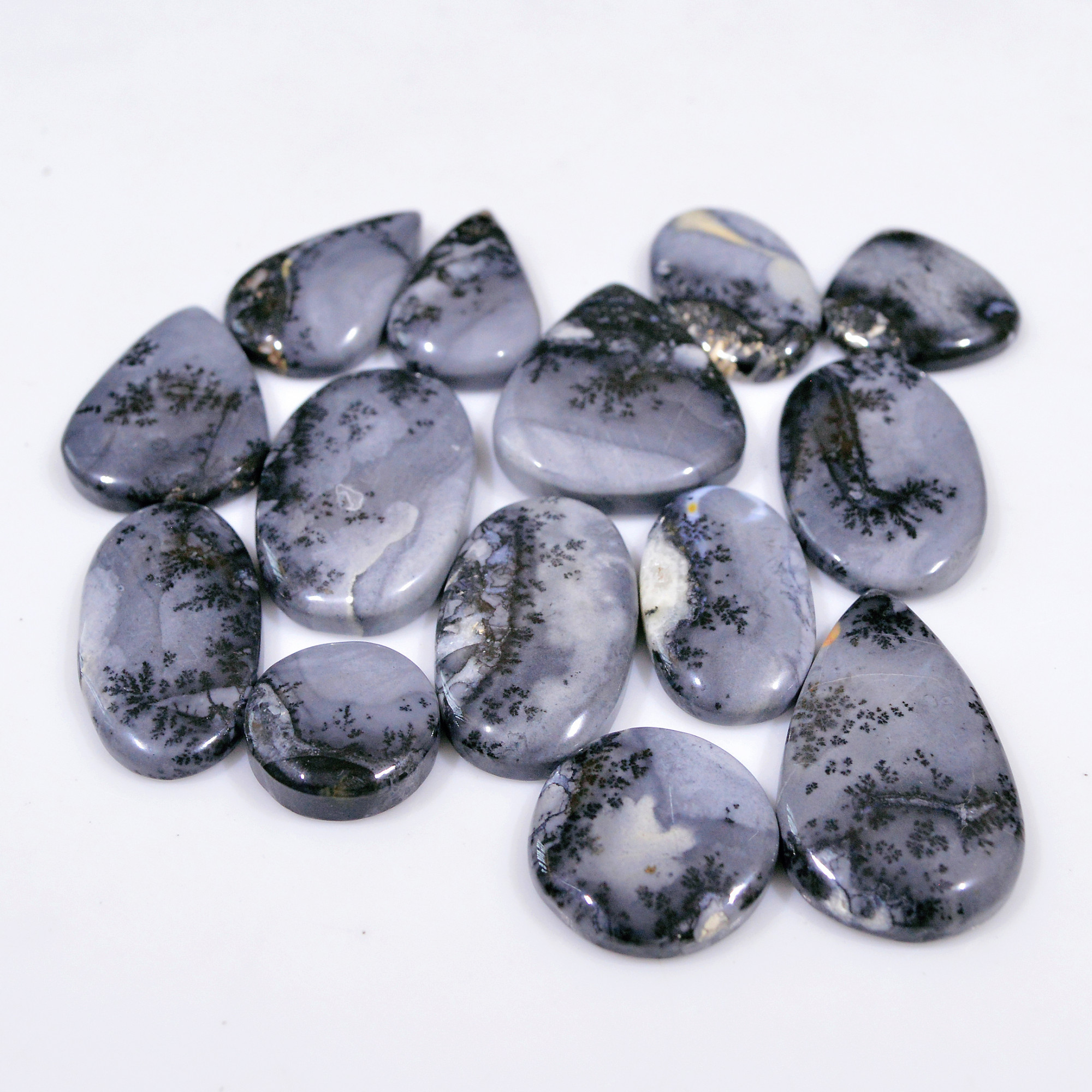 14 Pcs 310 Cts Natural Maligano Jasper Cabochon Jewelry Making Loose Gemstone 34x19 15x15mm 18407